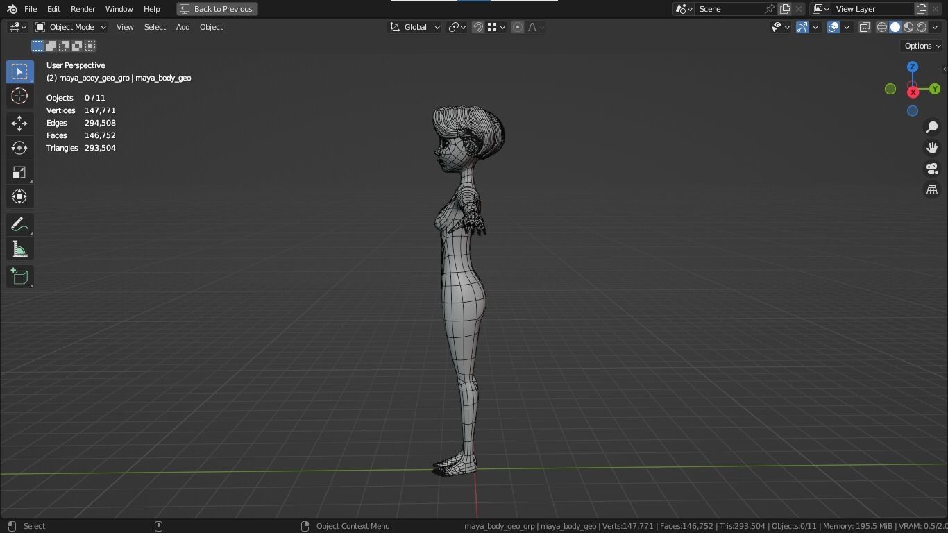 Maya cartoon girl teen character 3D model_5