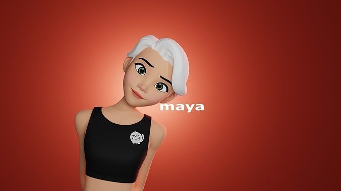 Maya cartoon girl teen character 3D model
