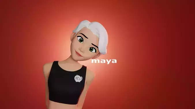 Maya cartoon girl teen character 3D model