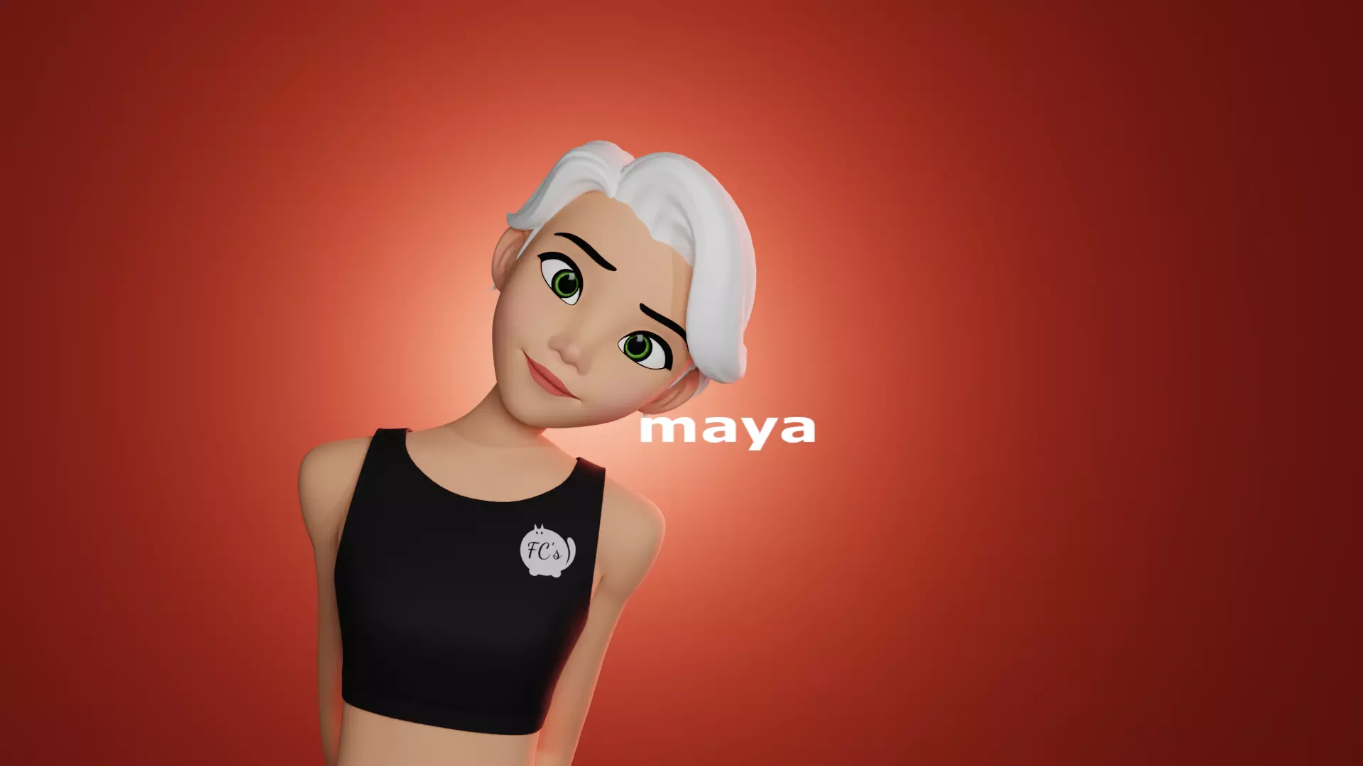 Maya cartoon girl teen character 3D model_0