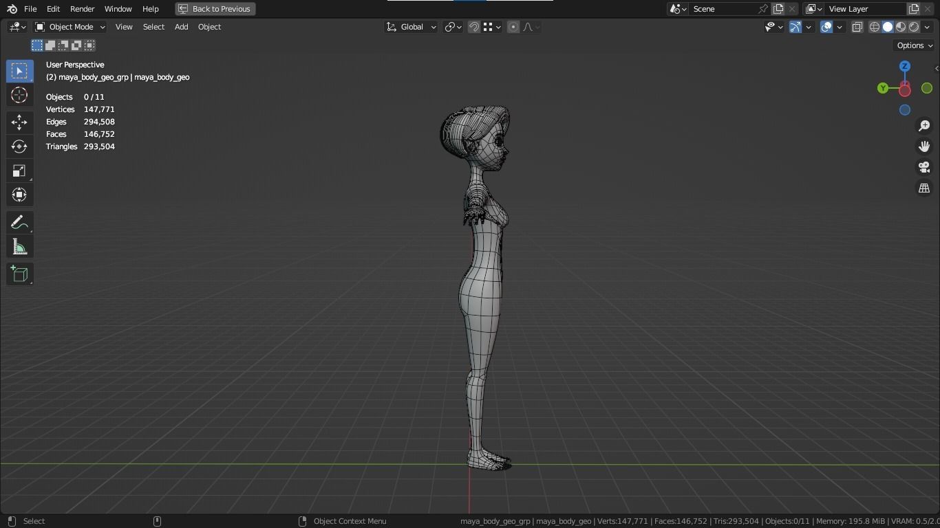 Maya cartoon girl teen character 3D model_9