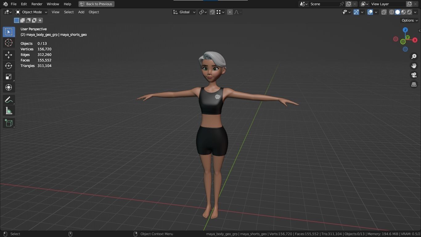 Maya cartoon girl teen character 3D model_1