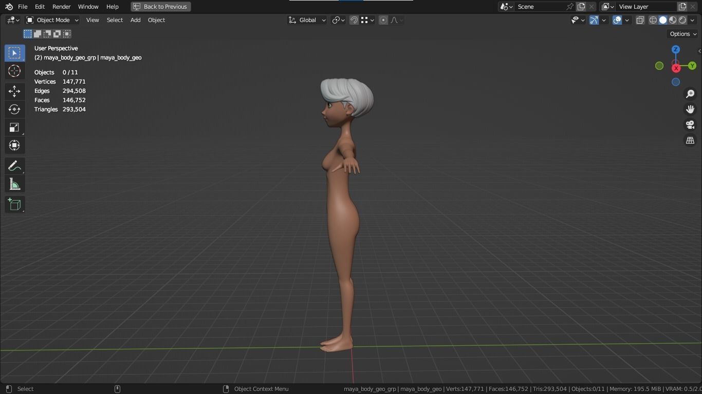 Maya cartoon girl teen character 3D model_4