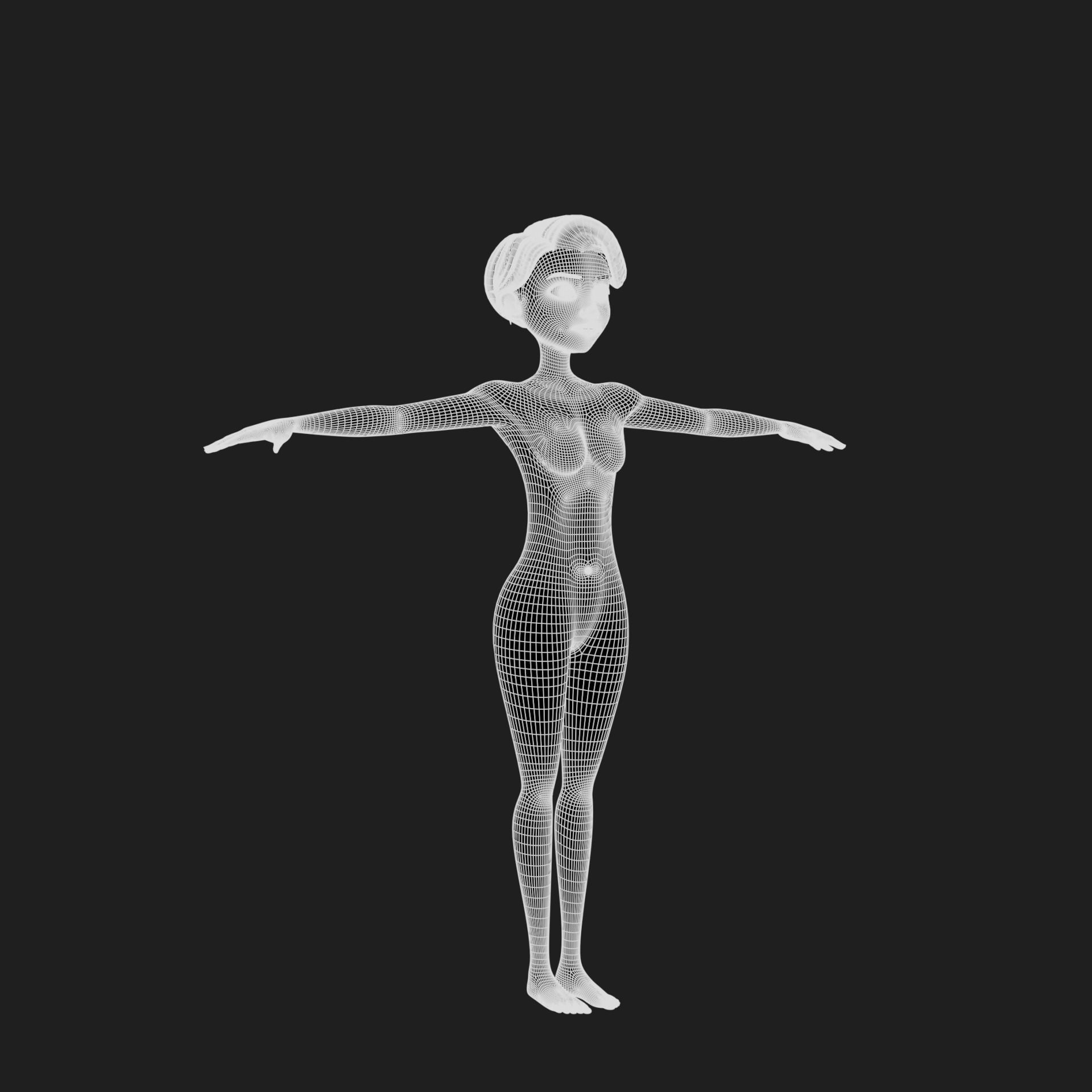 Maya cartoon girl teen character 3D model_52