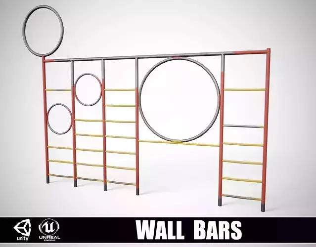 Painted Playground Wall Bars Low-poly 3D model