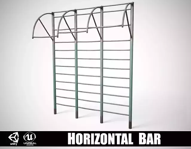 Painted Playground Horizontal Bar Low-poly 3D model