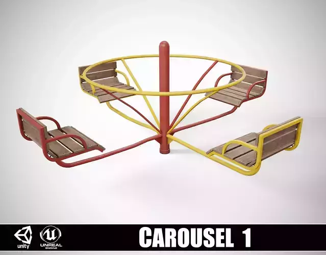 Painted Playground Carousel 1 Low-poly 3D model