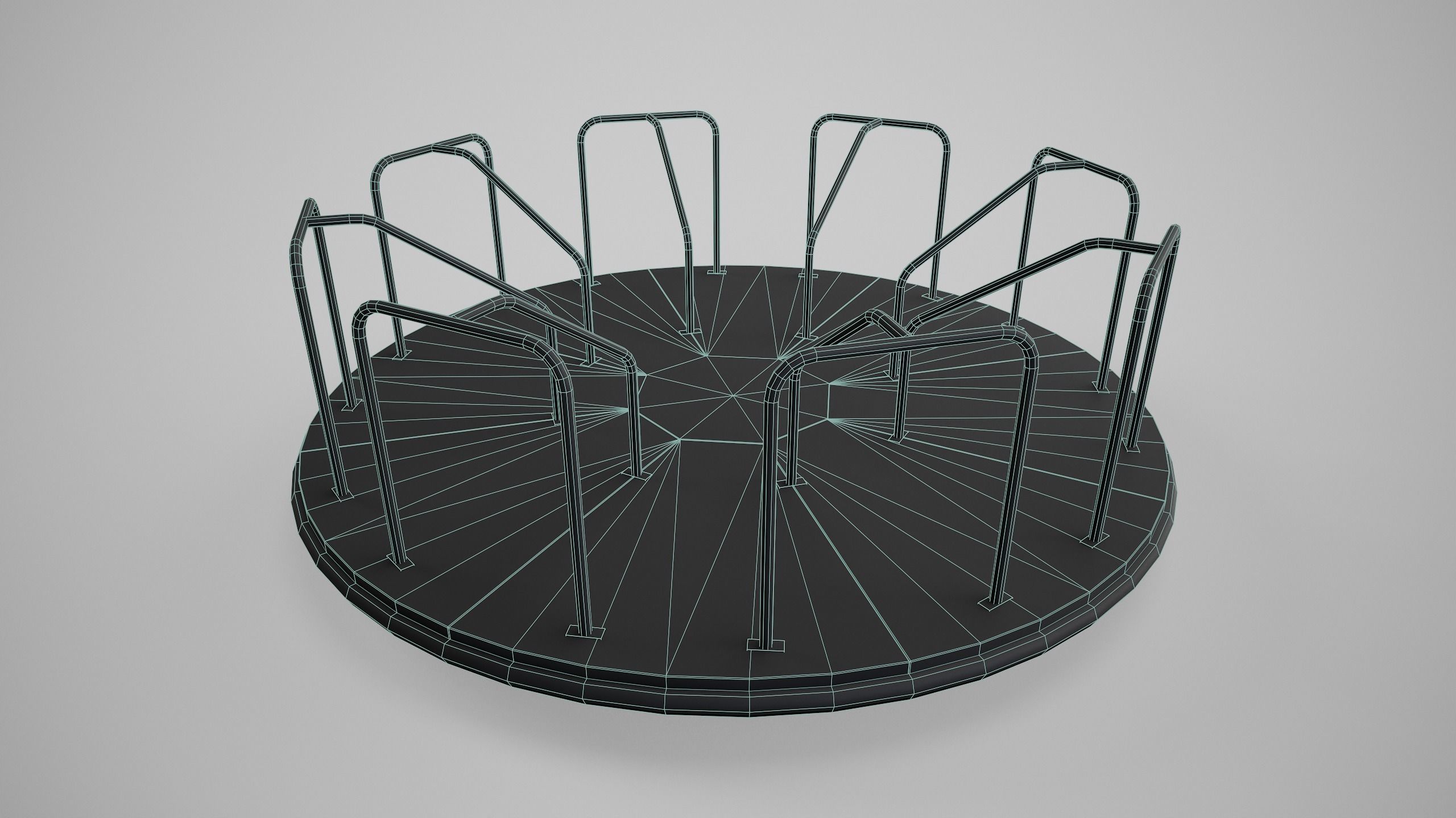 Painted Playground Carousel 2 Low-poly 3D model_8