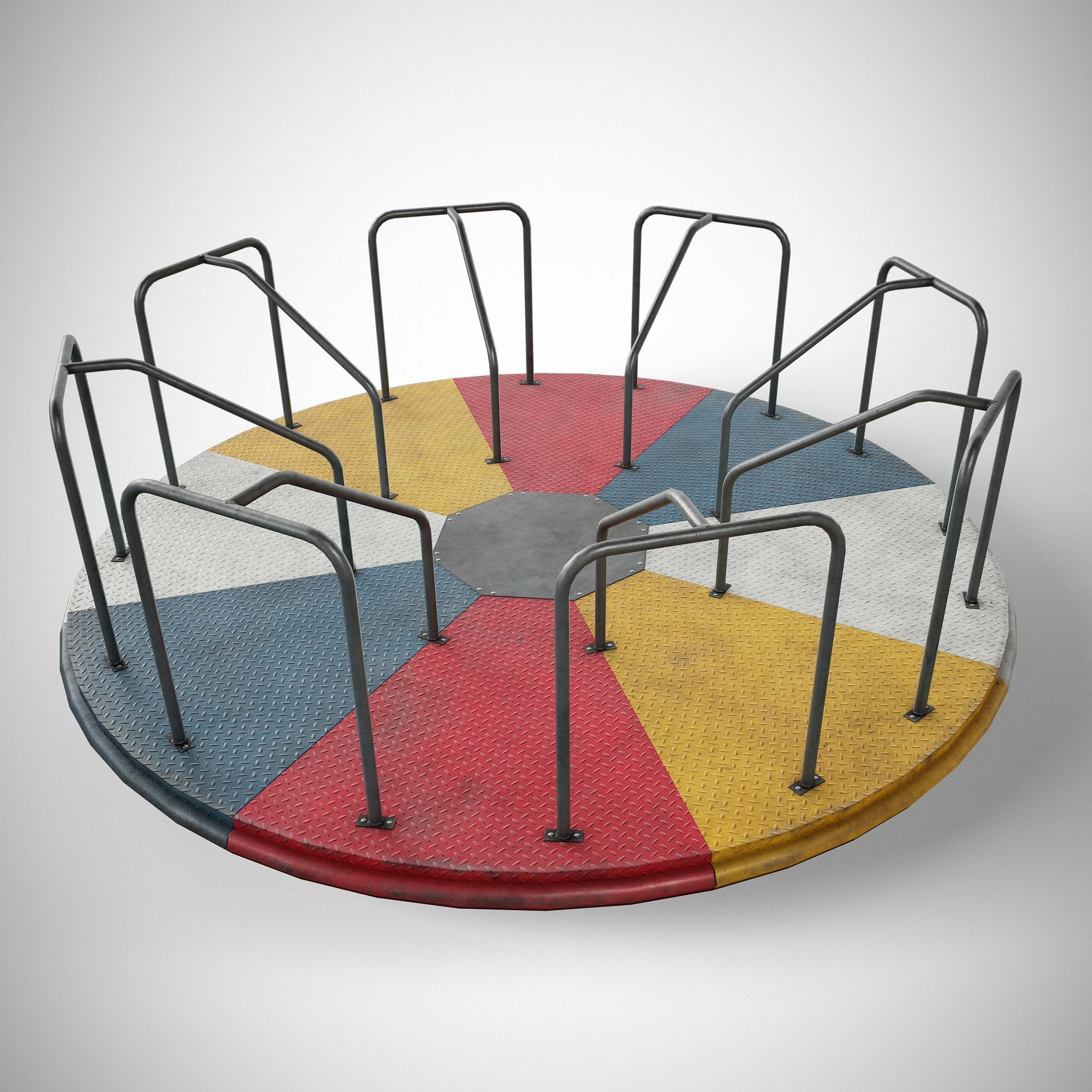 Painted Playground Carousel 2 Low-poly 3D model_2