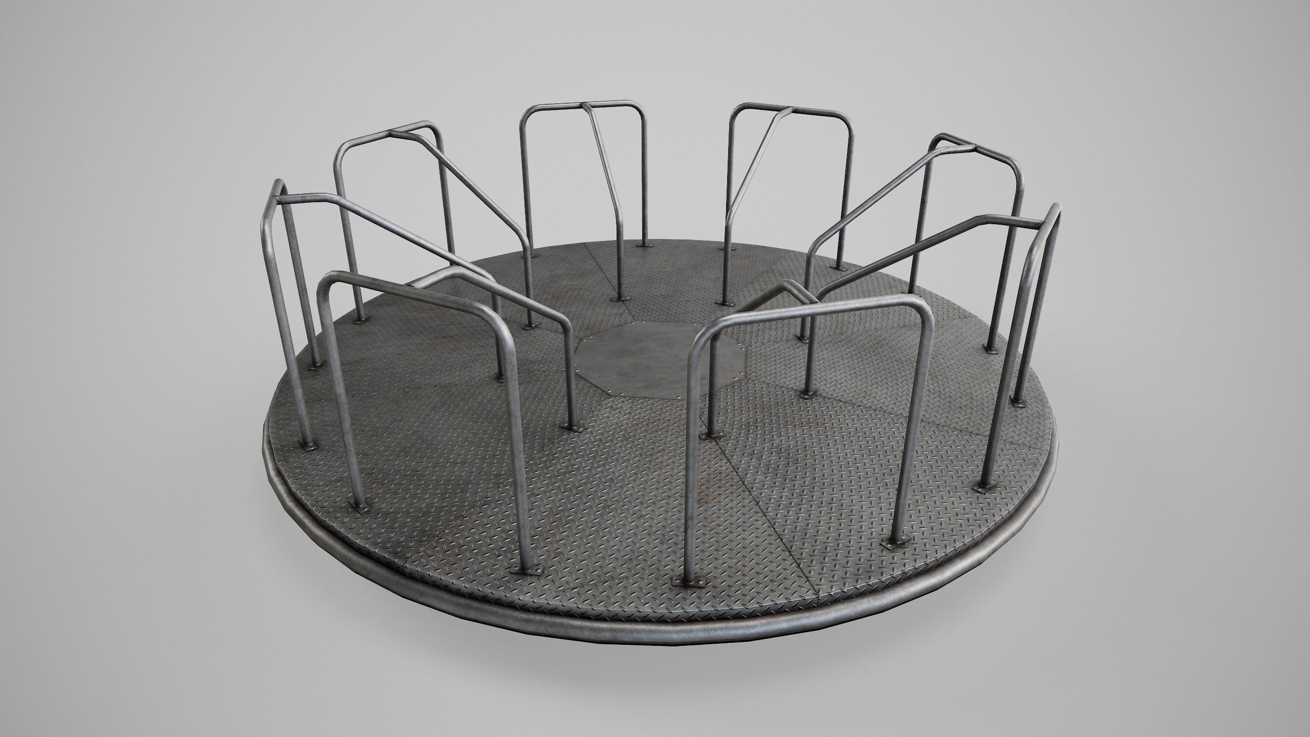 Painted Playground Carousel 2 Low-poly 3D model_7