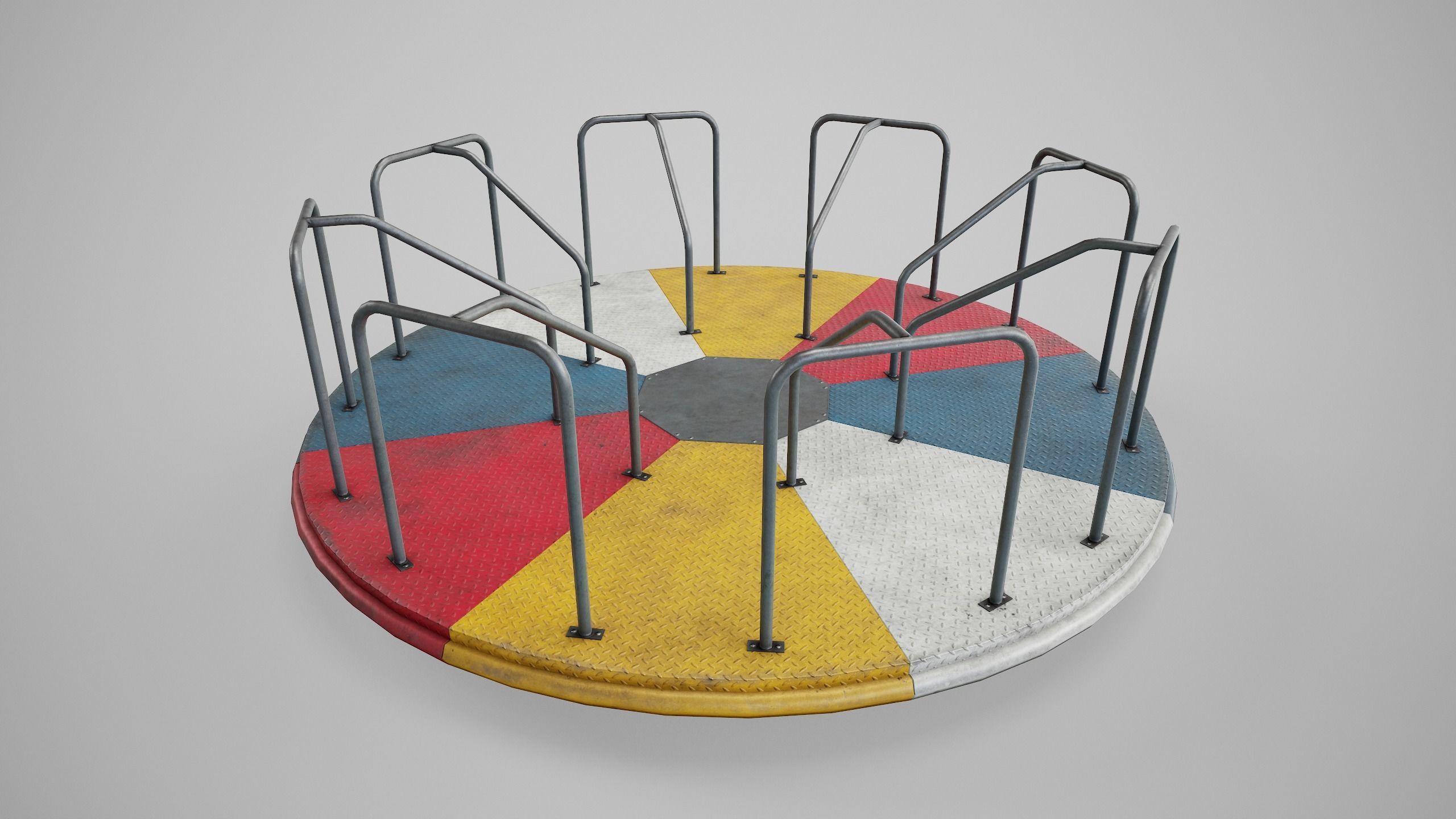 Painted Playground Carousel 2 Low-poly 3D model_4