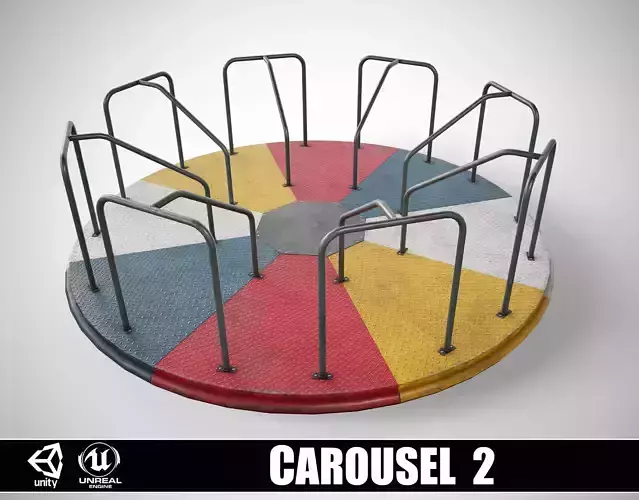 Painted Playground Carousel 2 Low-poly 3D model