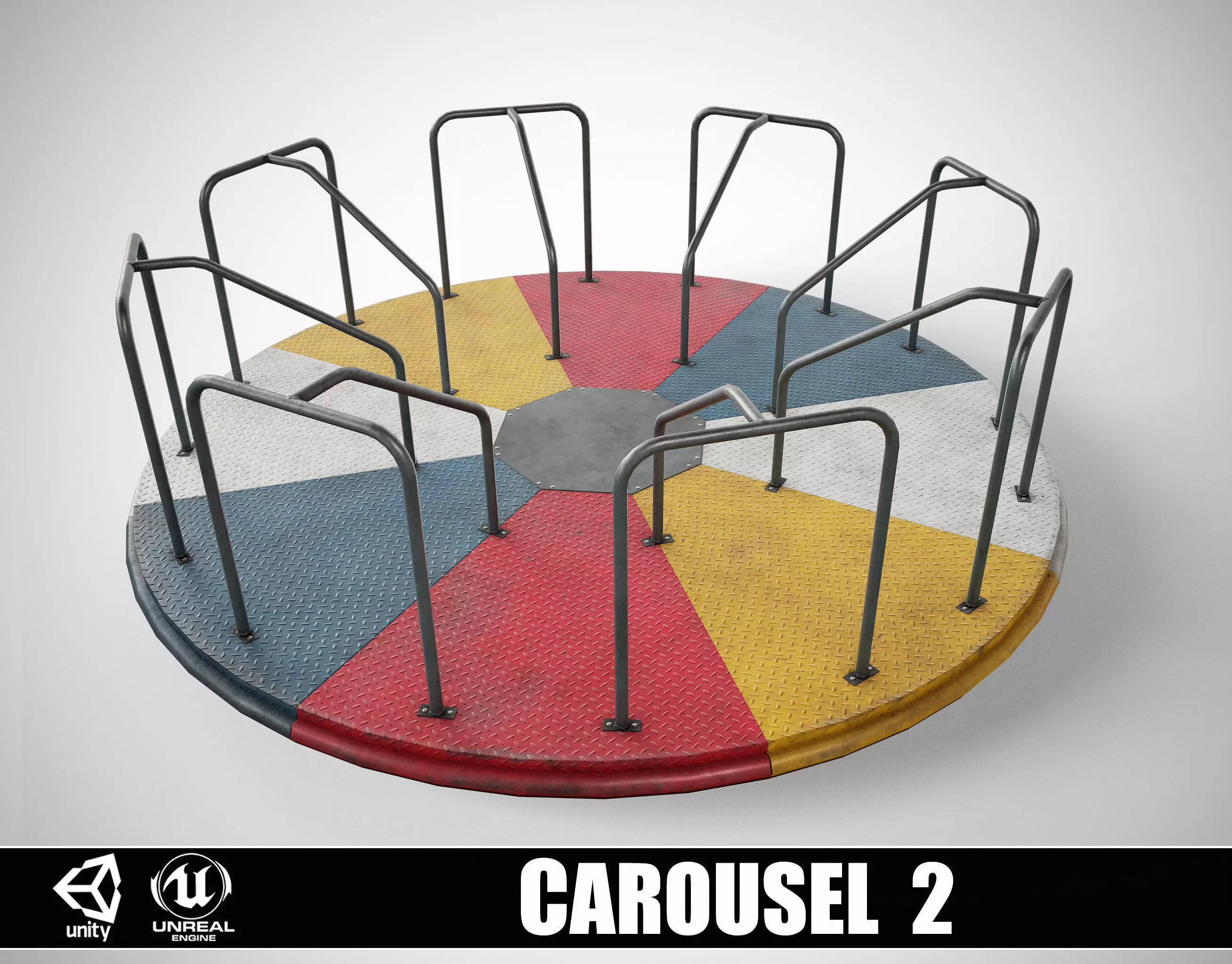 Painted Playground Carousel 2 Low-poly 3D model_0