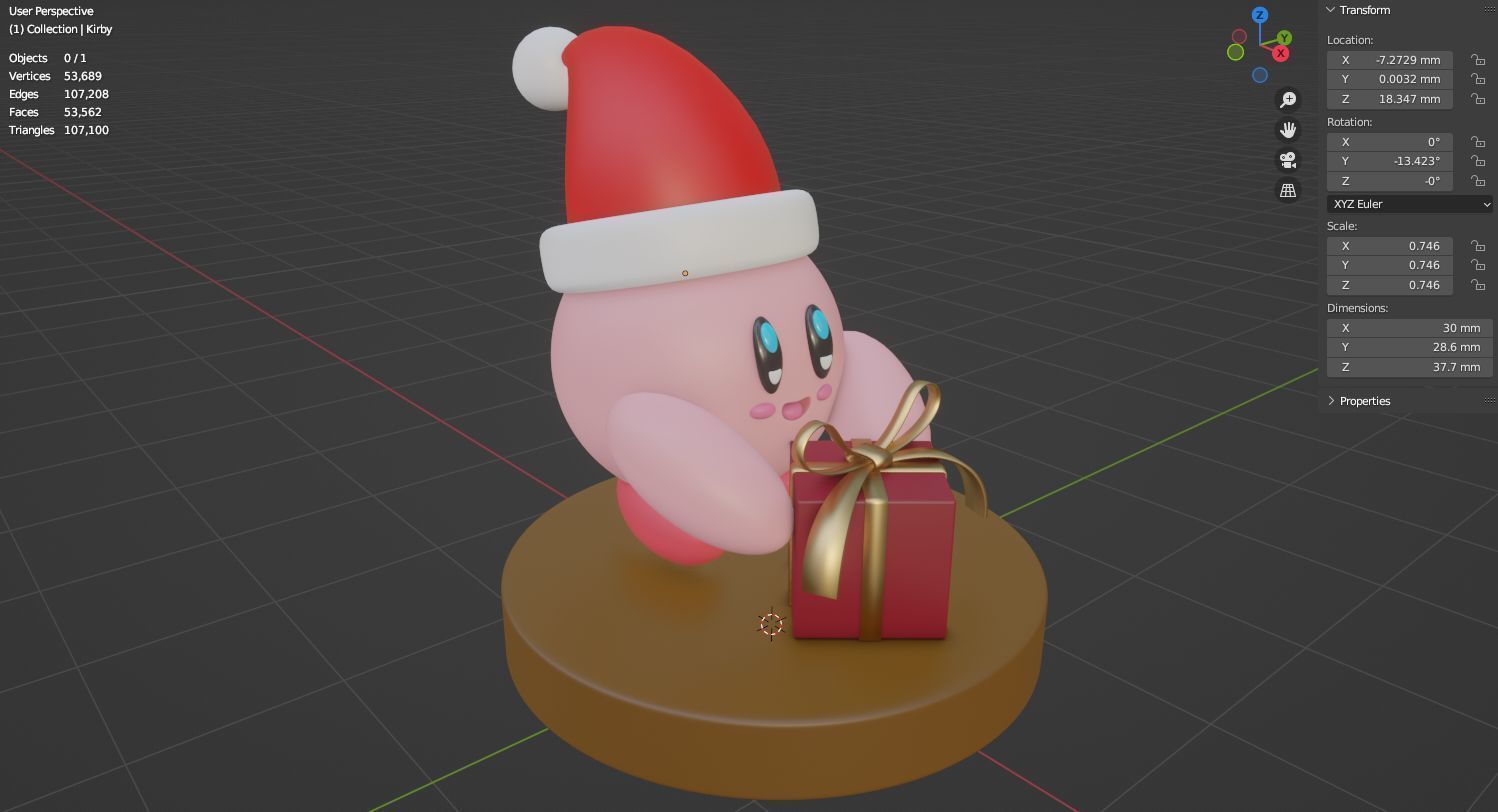 Kirby holidays sat 3D model for 3D print 3D print model_21
