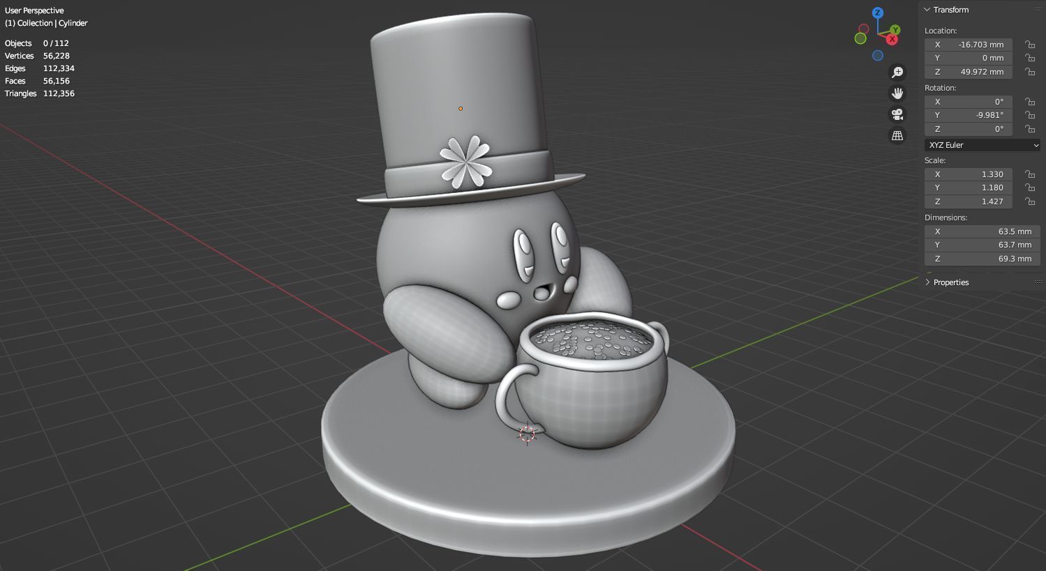 Kirby holidays sat 3D model for 3D print 3D print model_65