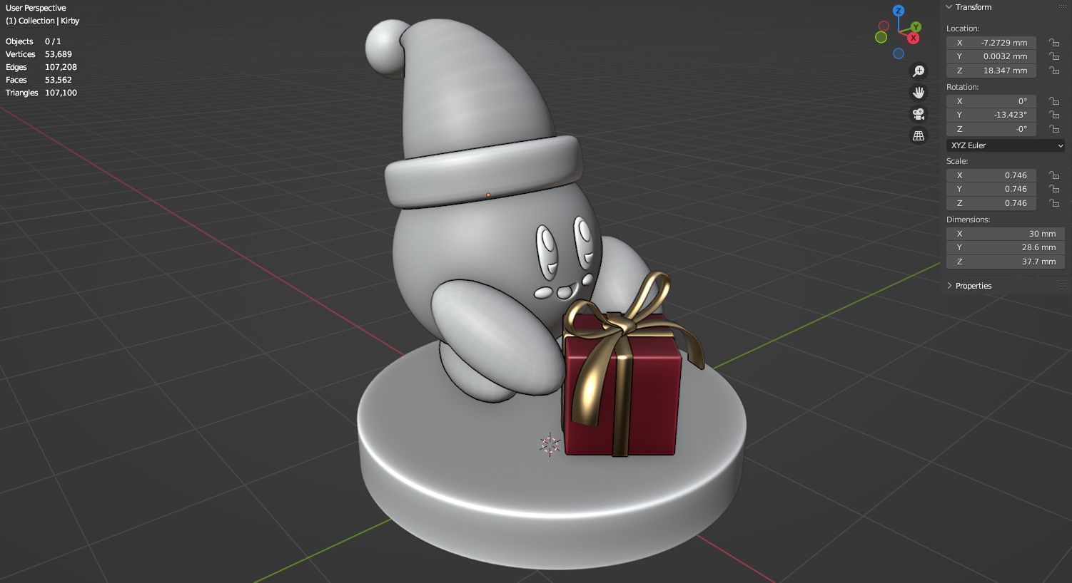 Kirby holidays sat 3D model for 3D print 3D print model_20