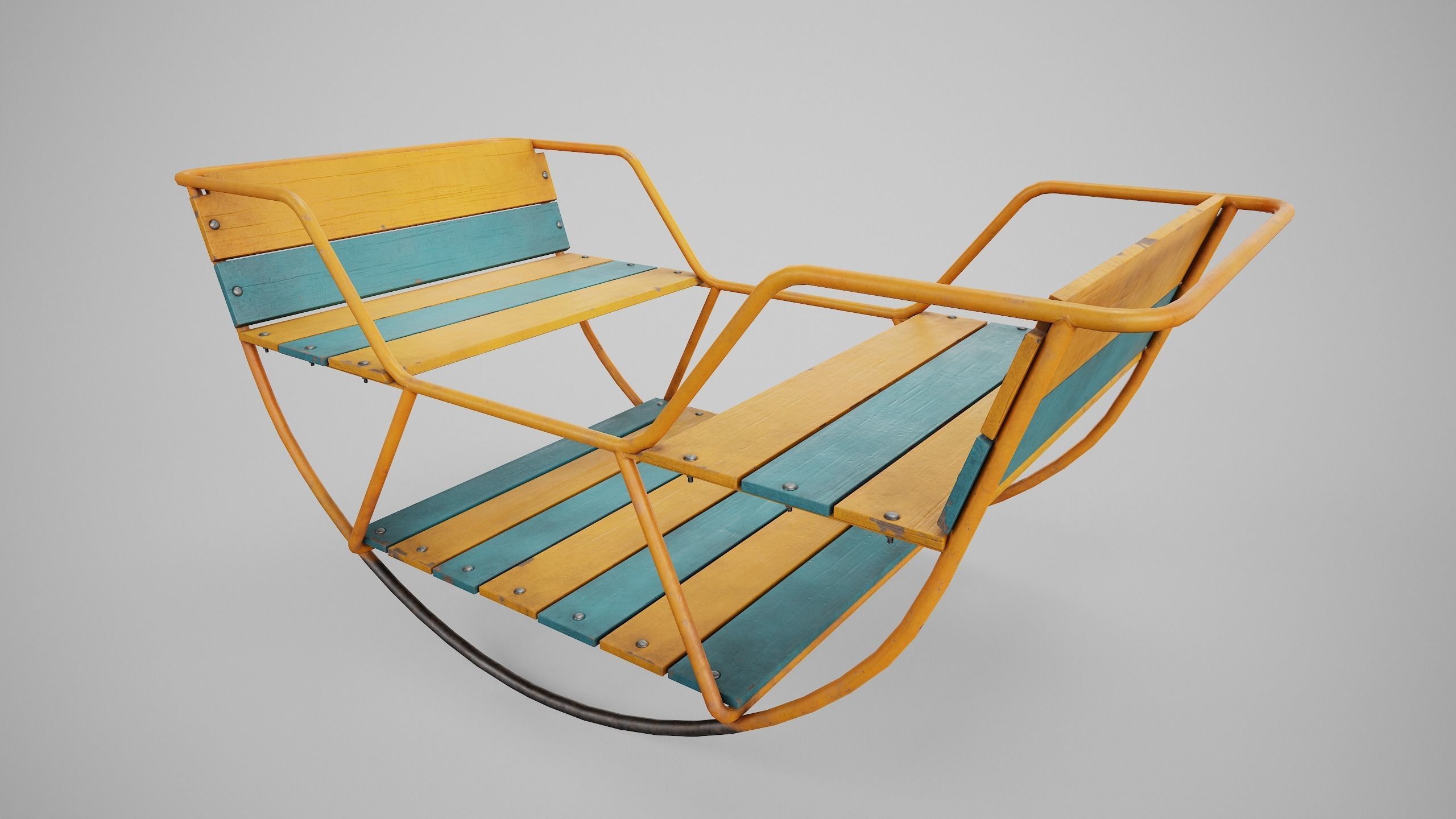 Painted Playground Balancer Boat Low-poly 3D model_17