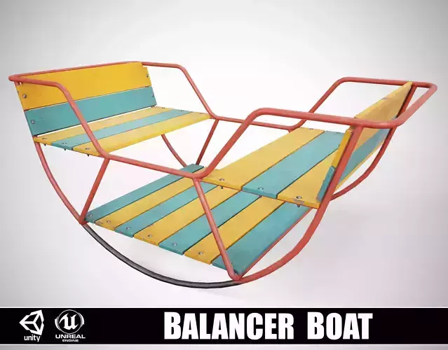 Painted Playground Balancer Boat Low-poly 3D model