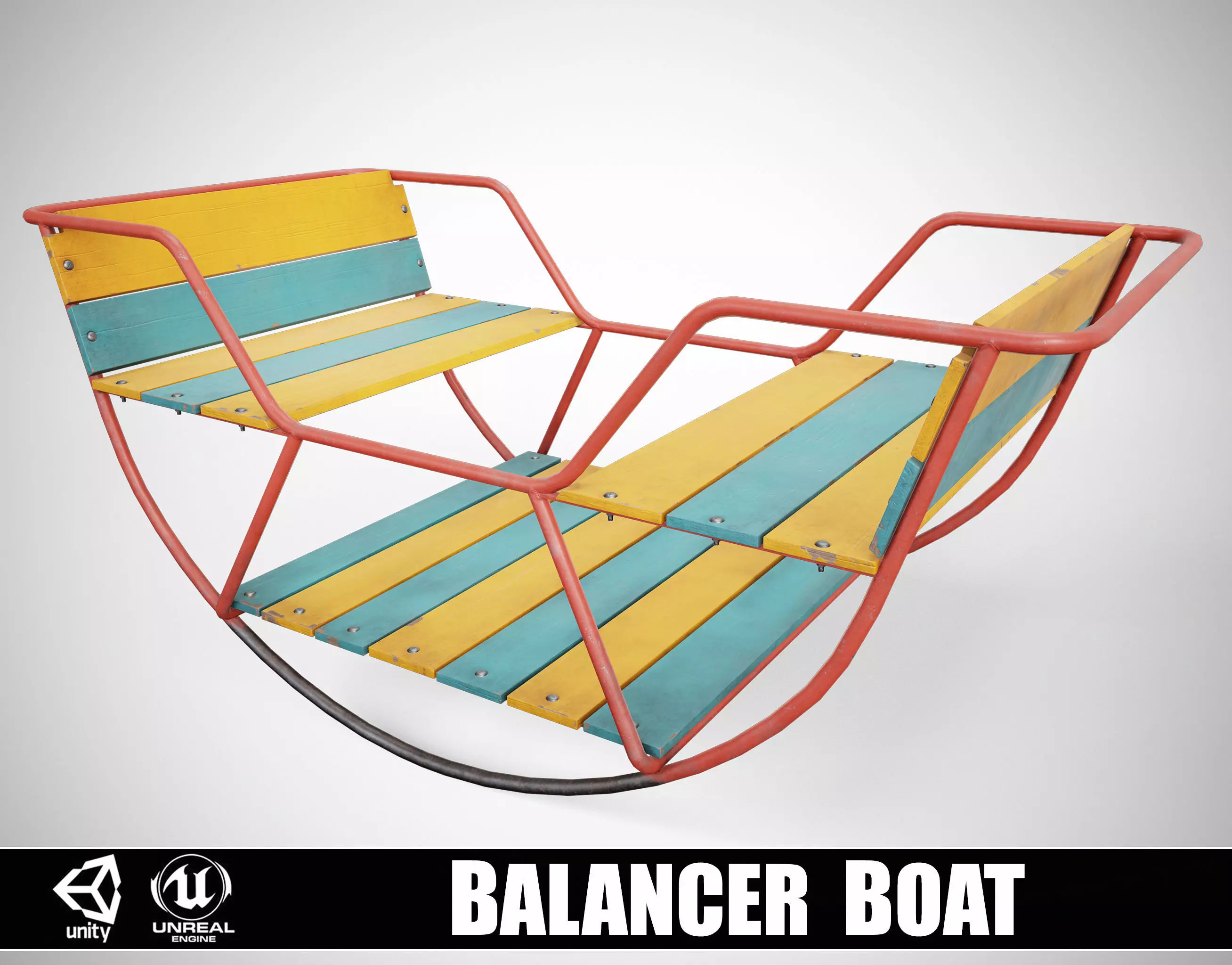 Painted Playground Balancer Boat Low-poly 3D model_0