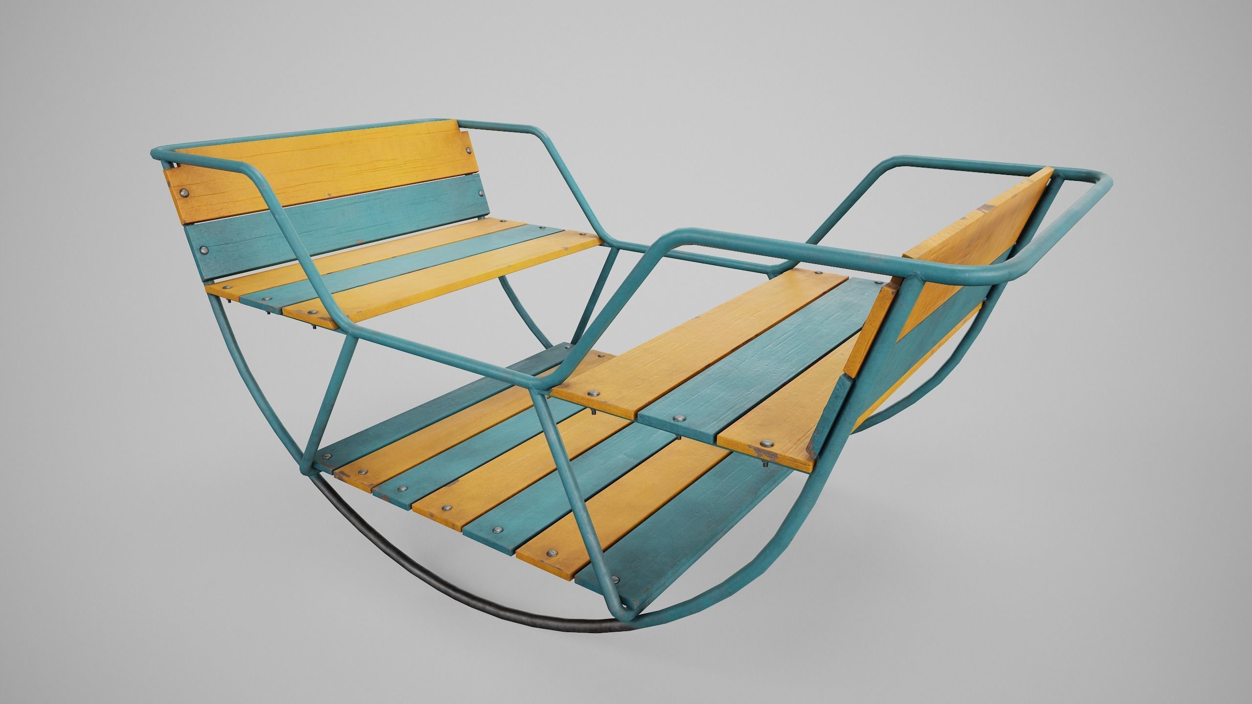 Painted Playground Balancer Boat Low-poly 3D model_9