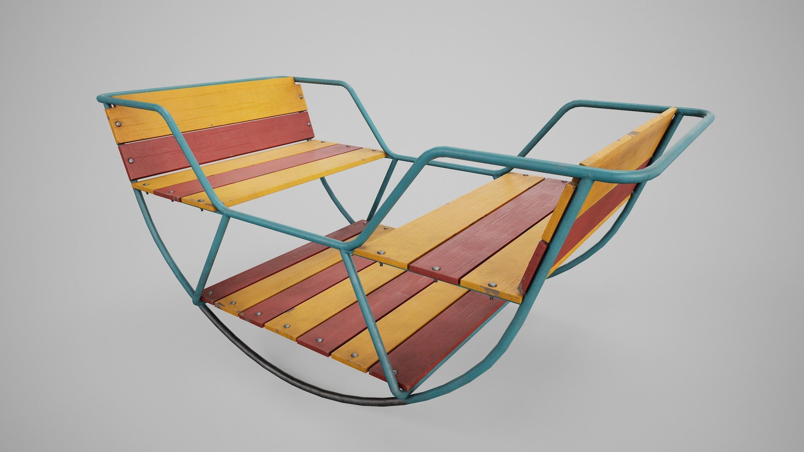 Painted Playground Balancer Boat Low-poly 3D model_11