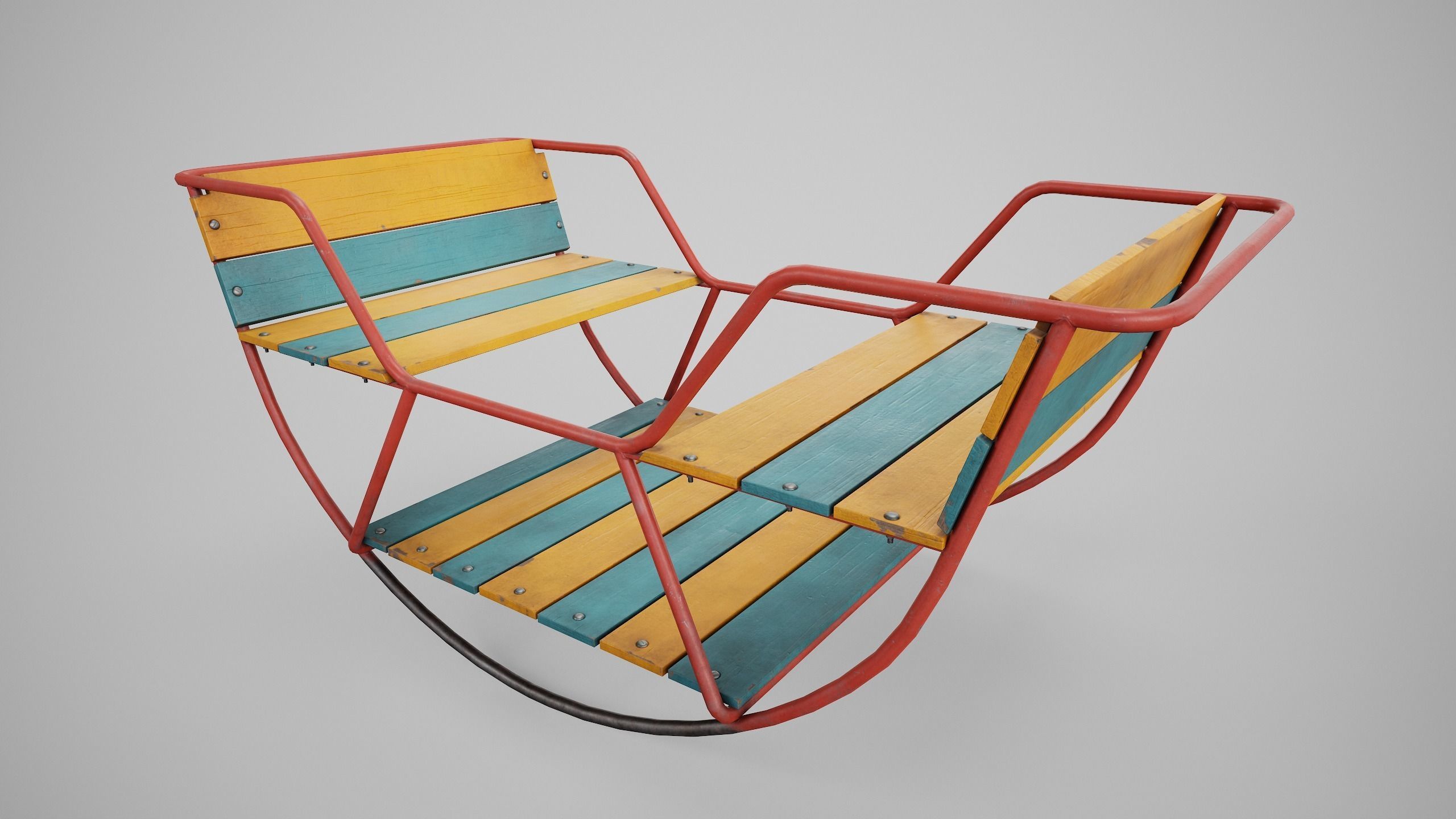Painted Playground Balancer Boat Low-poly 3D model_13
