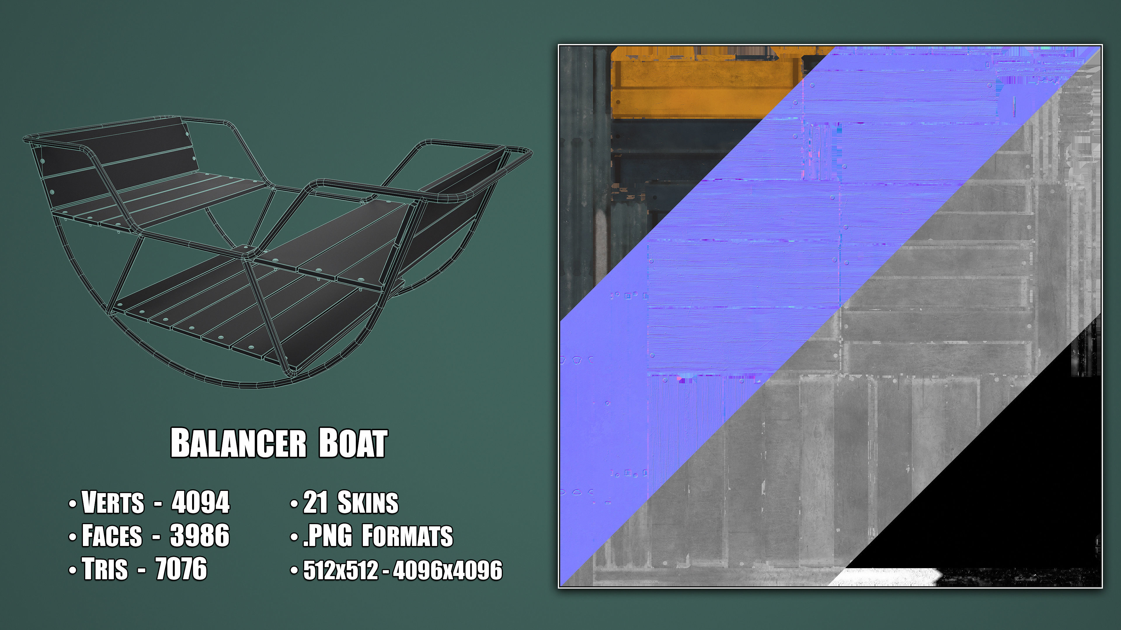Painted Playground Balancer Boat Low-poly 3D model_3