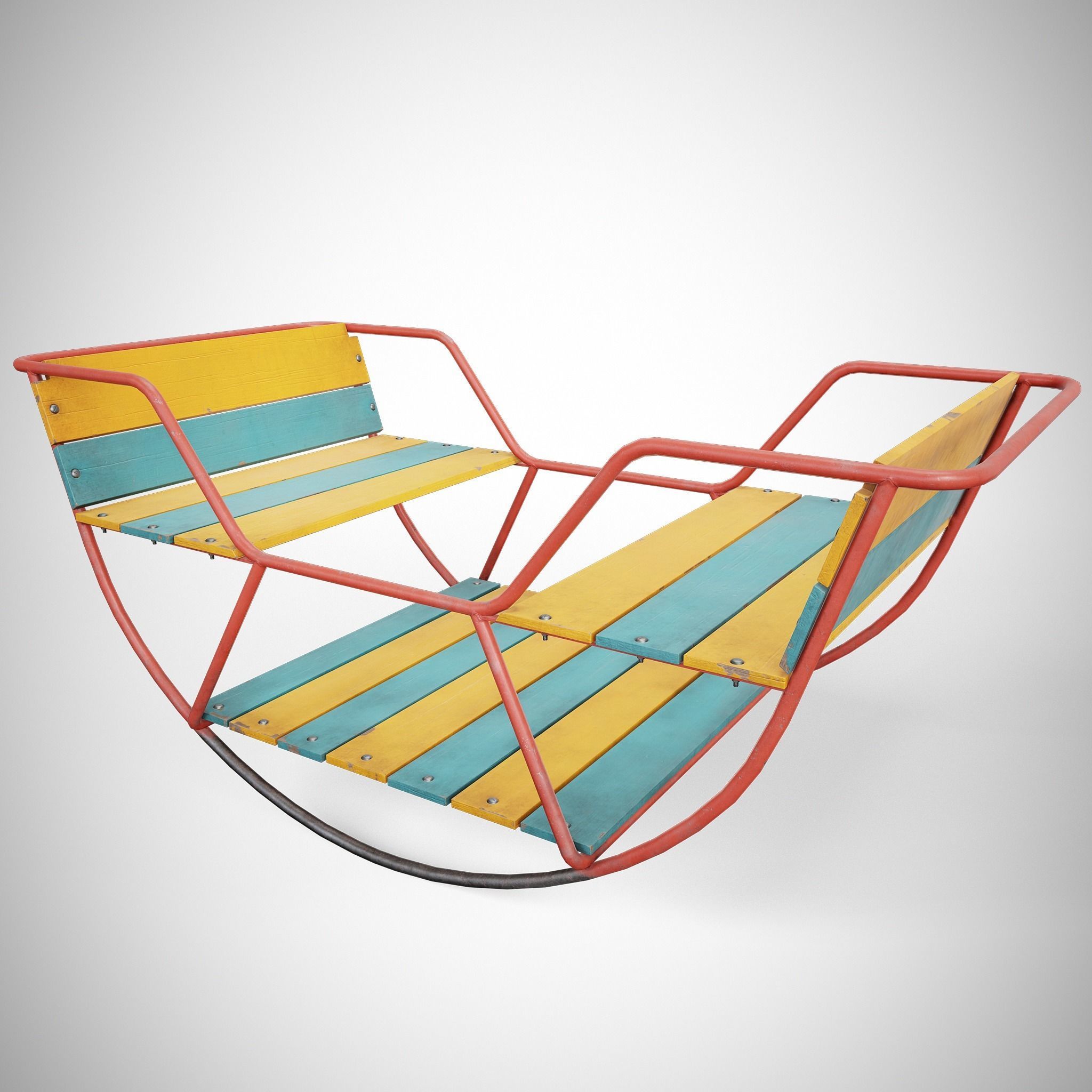 Painted Playground Balancer Boat Low-poly 3D model_2
