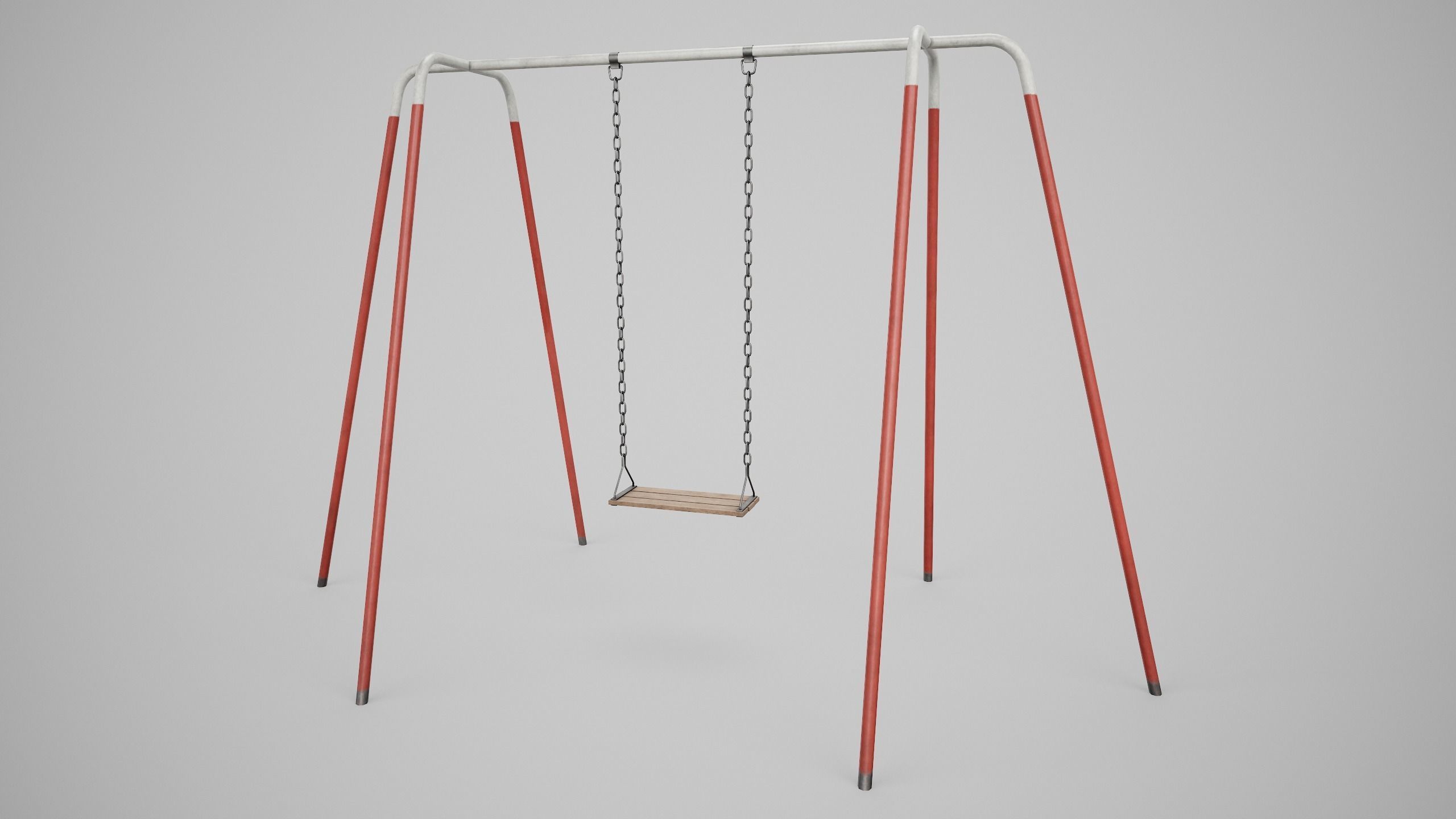 Set of 3 Painted Playground Swings Low-poly 3D model_17