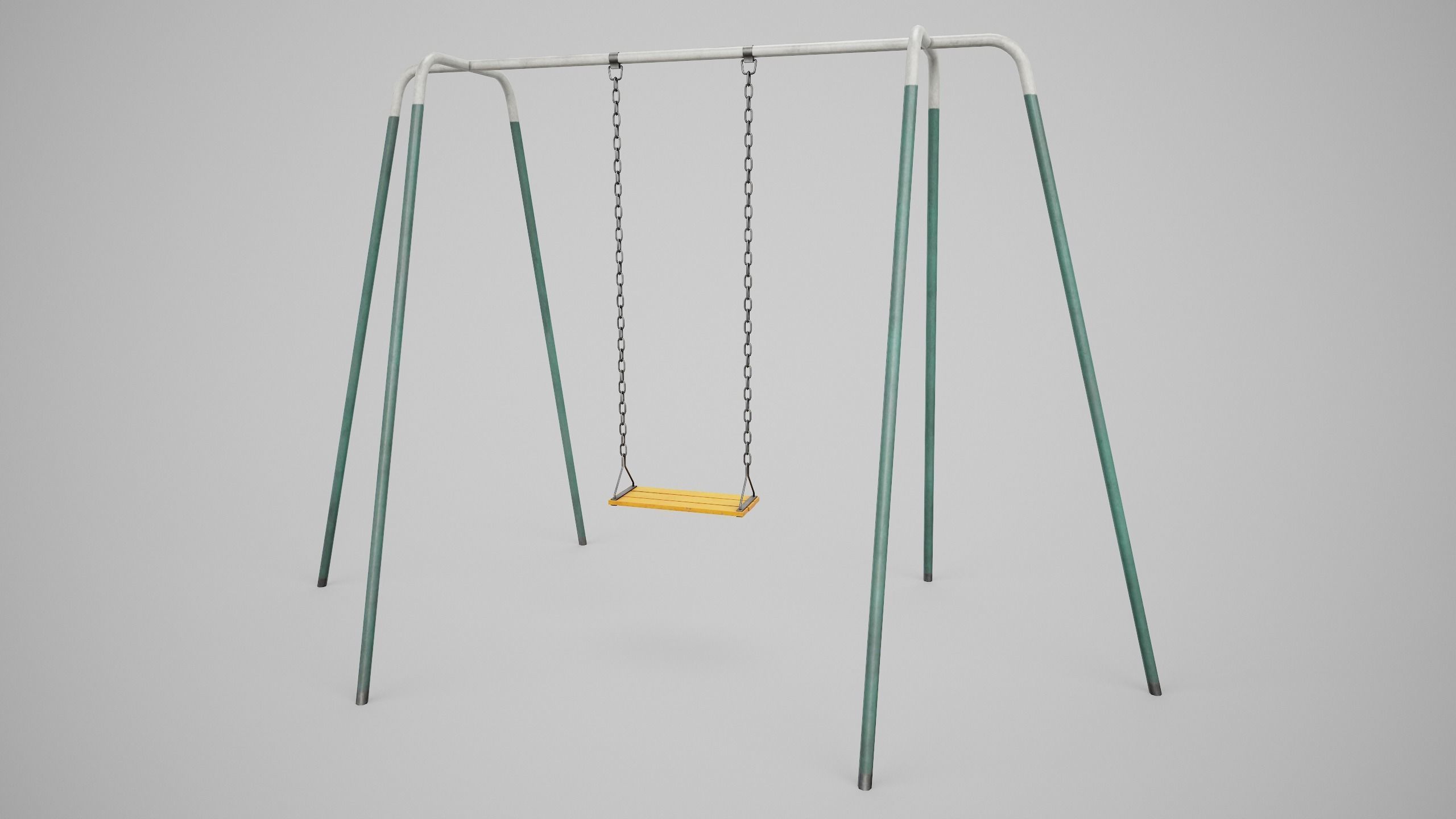 Set of 3 Painted Playground Swings Low-poly 3D model_12