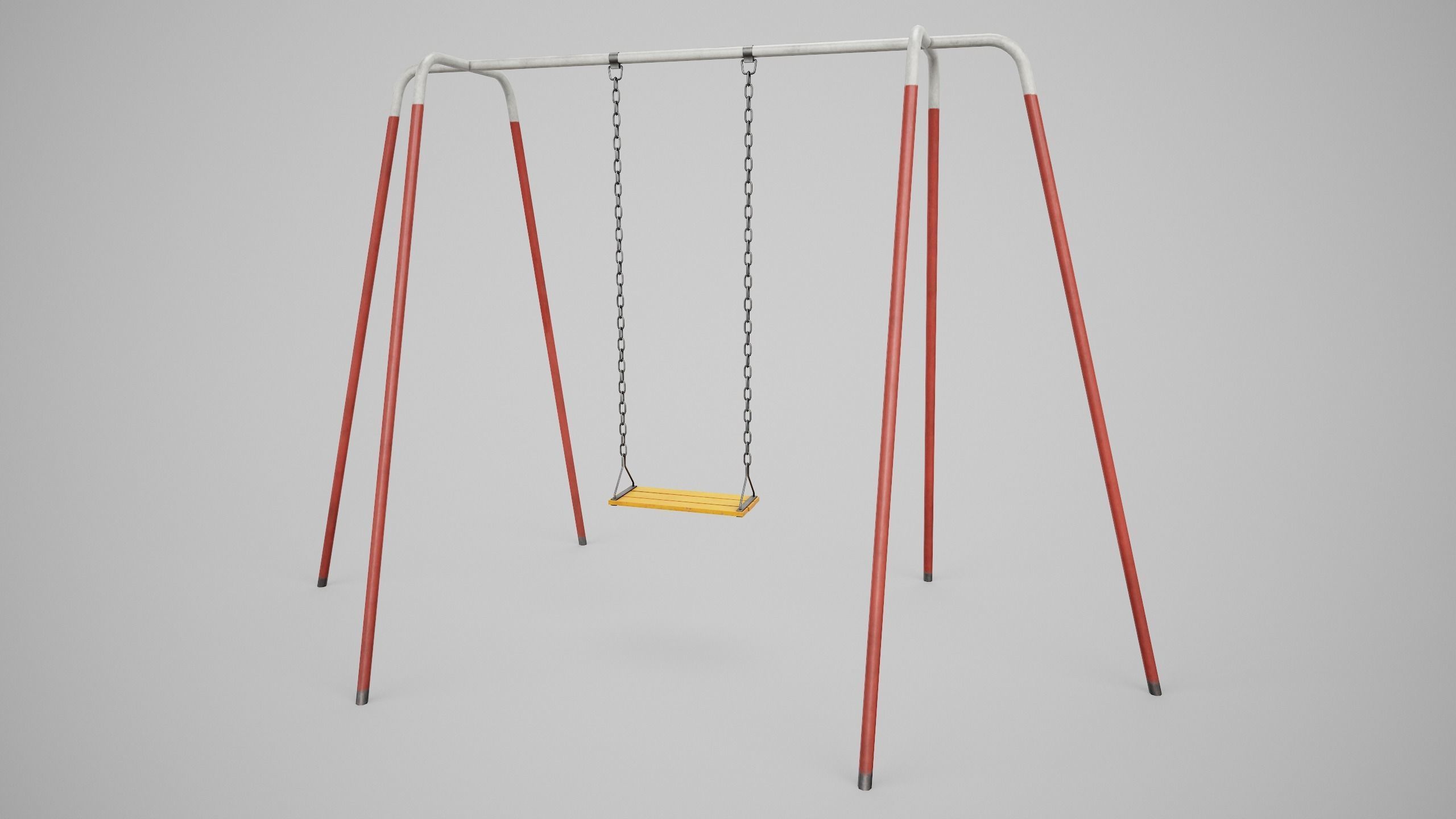 Set of 3 Painted Playground Swings Low-poly 3D model_14