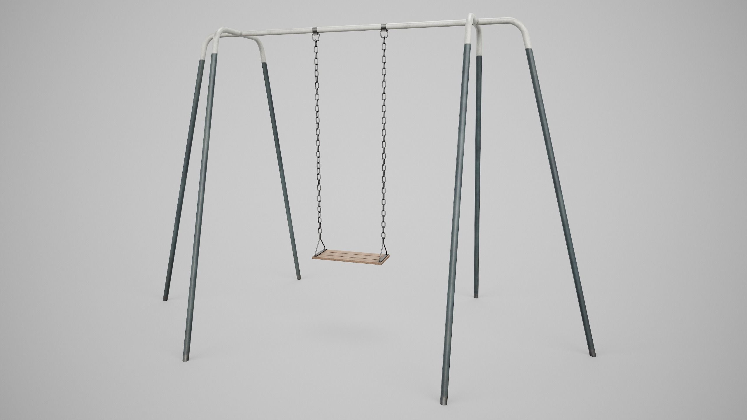 Set of 3 Painted Playground Swings Low-poly 3D model_15
