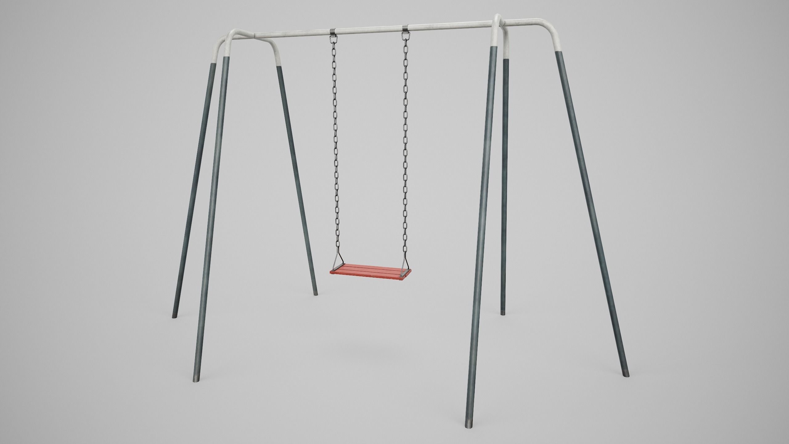 Set of 3 Painted Playground Swings Low-poly 3D model_8