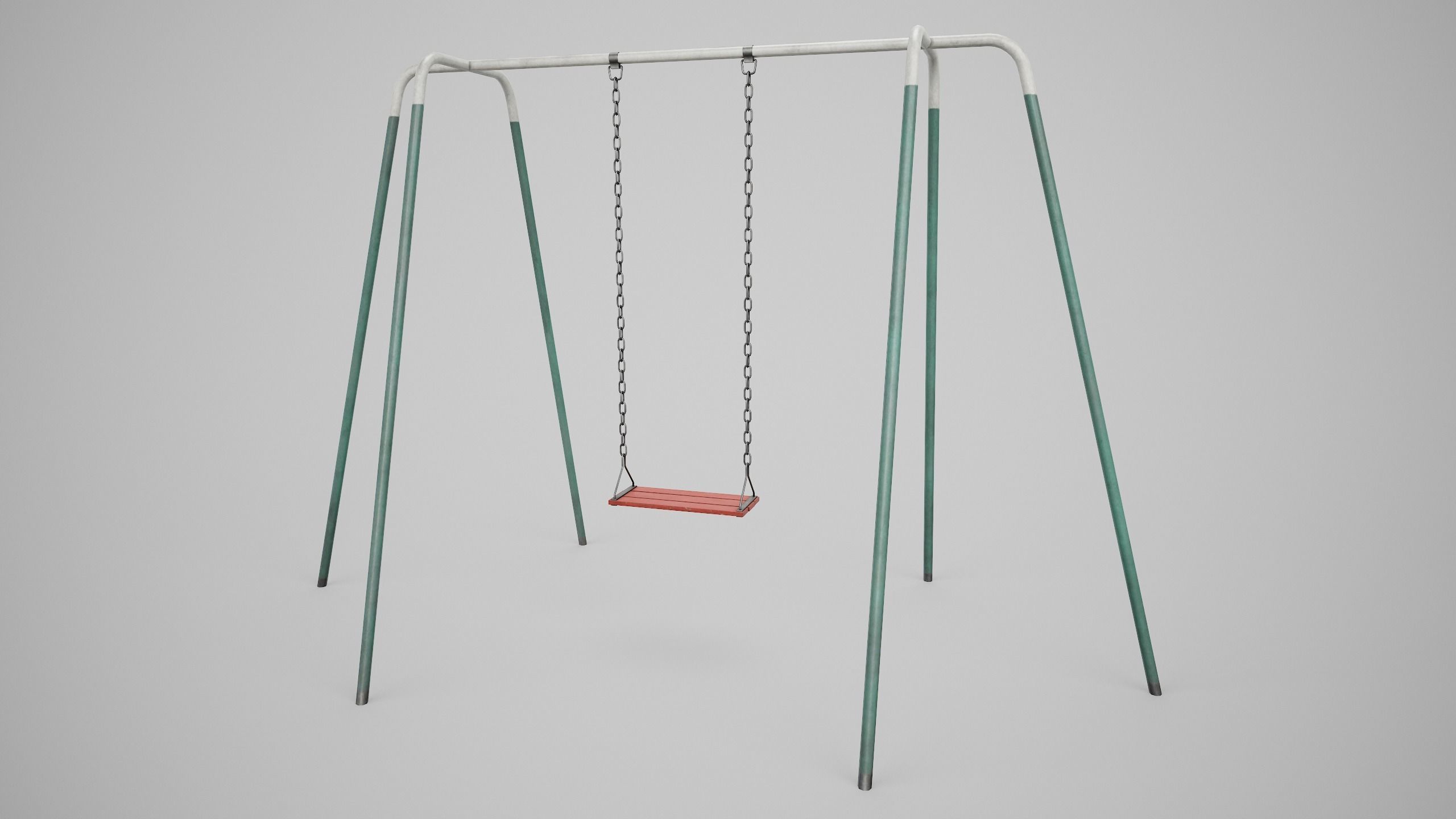 Set of 3 Painted Playground Swings Low-poly 3D model_11