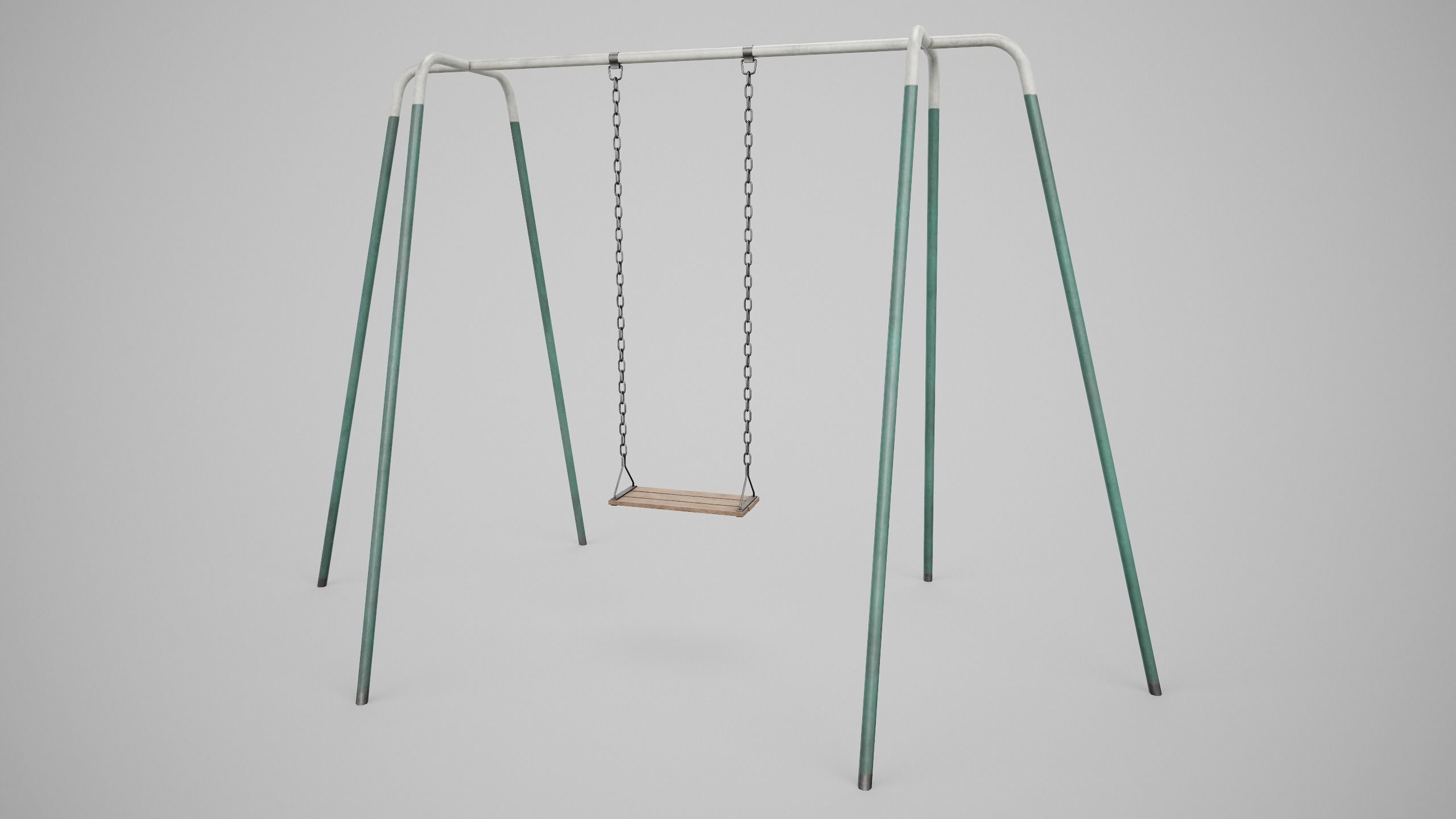 Set of 3 Painted Playground Swings Low-poly 3D model_16