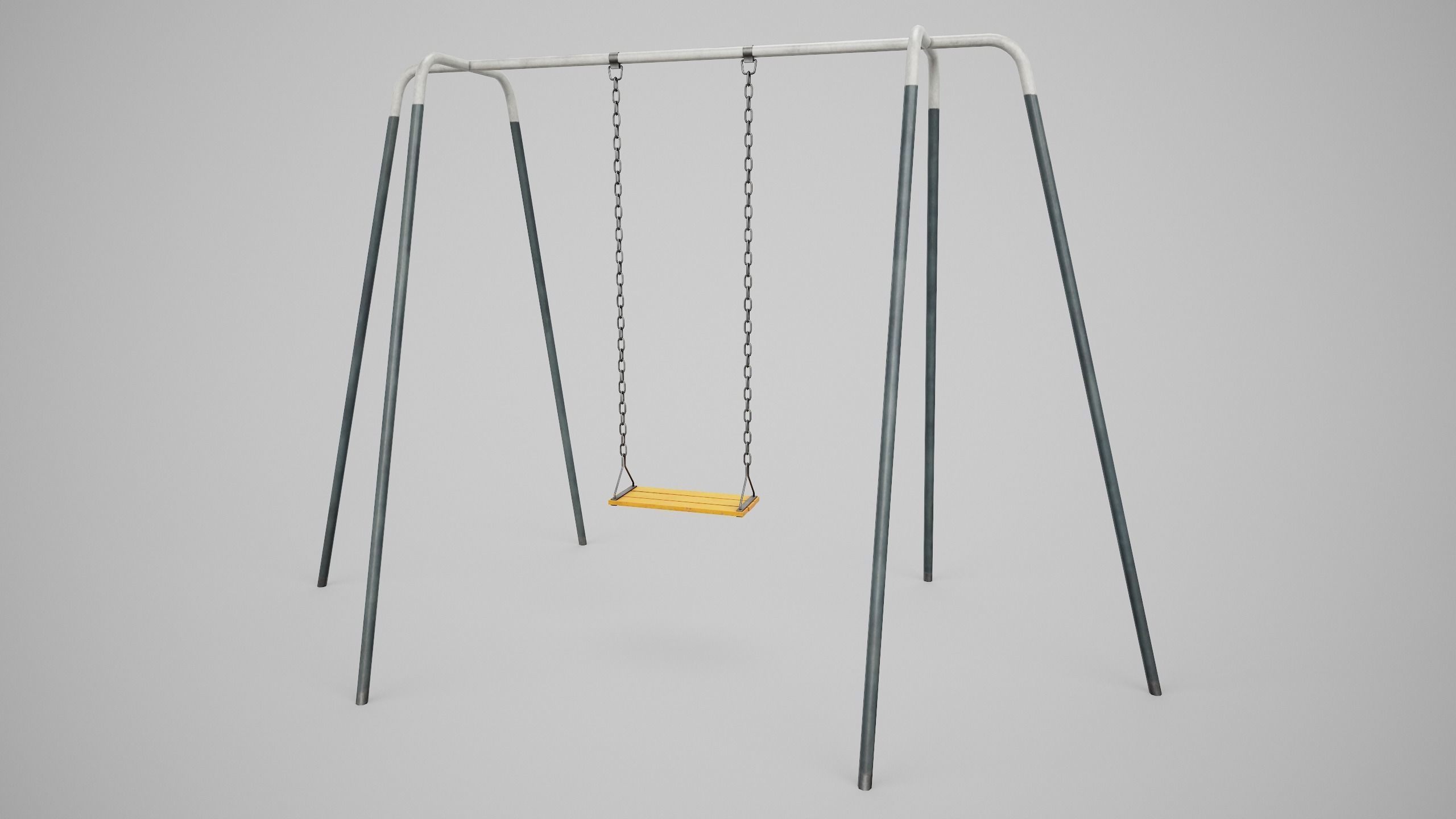 Set of 3 Painted Playground Swings Low-poly 3D model_10