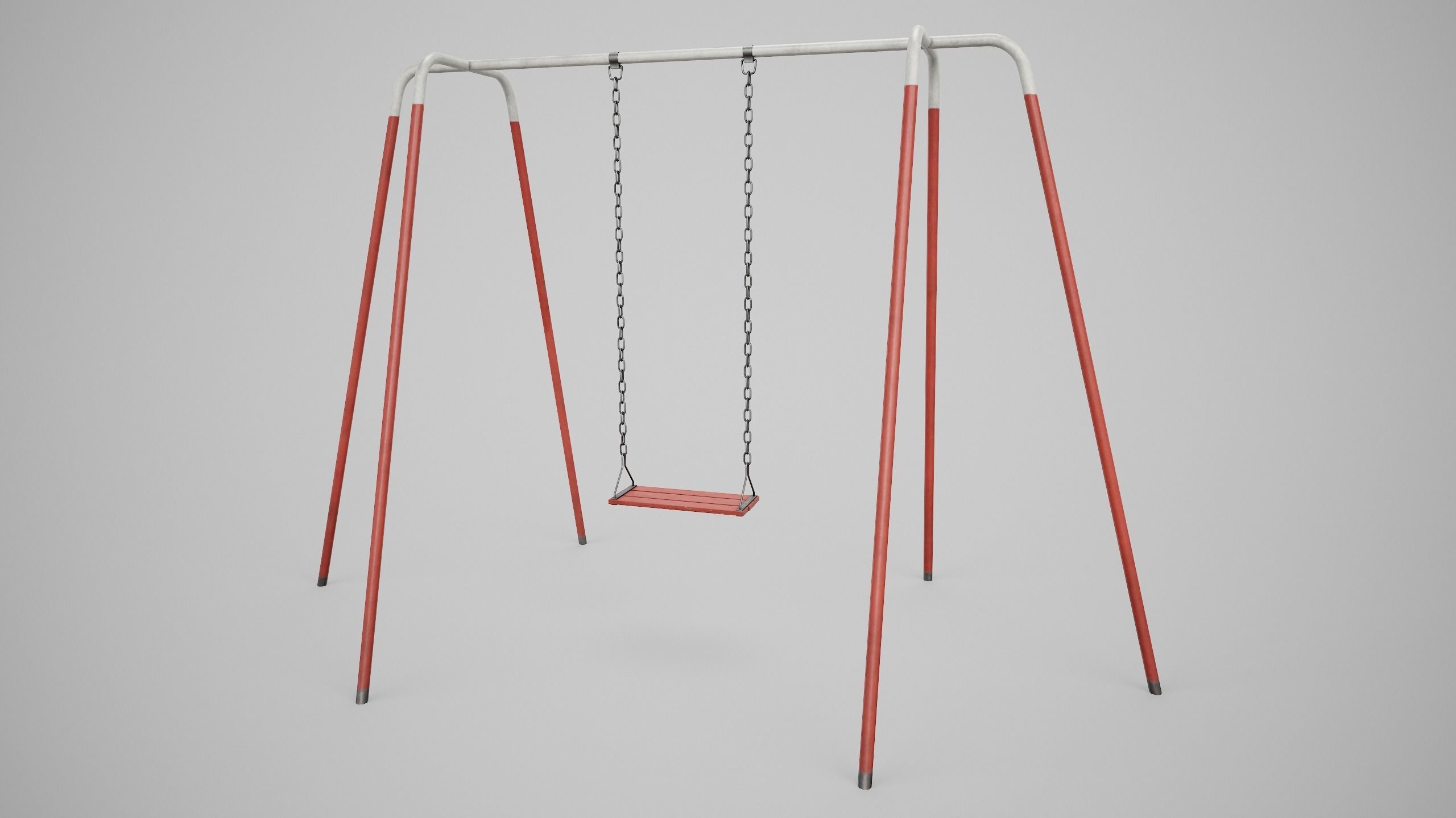 Set of 3 Painted Playground Swings Low-poly 3D model_13