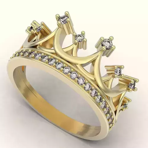 Crown ring silver gold jewelry printable 3D model 