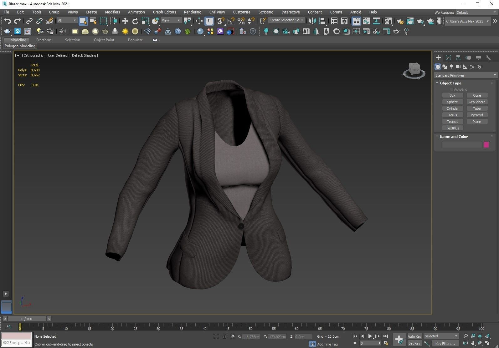 Female Business Jacket Low-poly 3D model_6