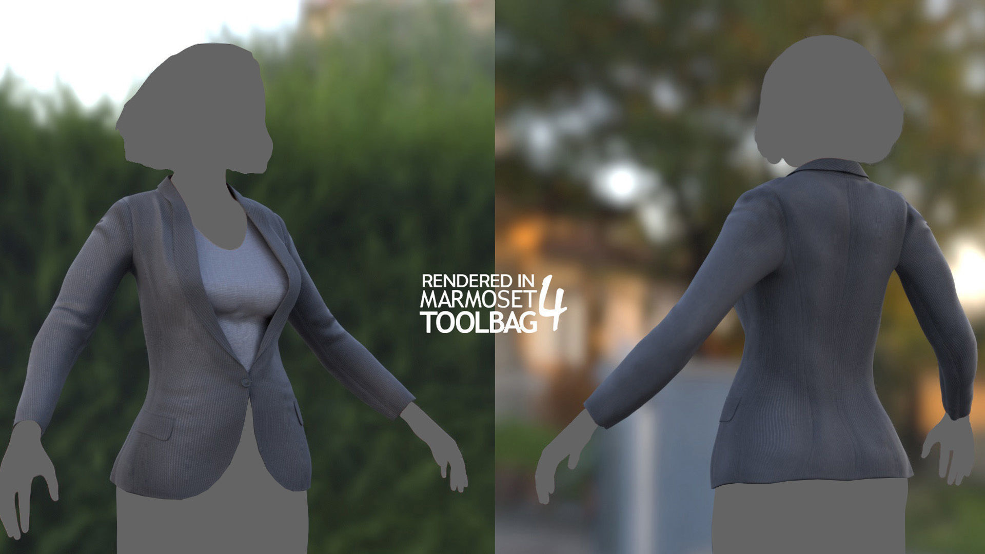 Female Business Jacket Low-poly 3D model_2