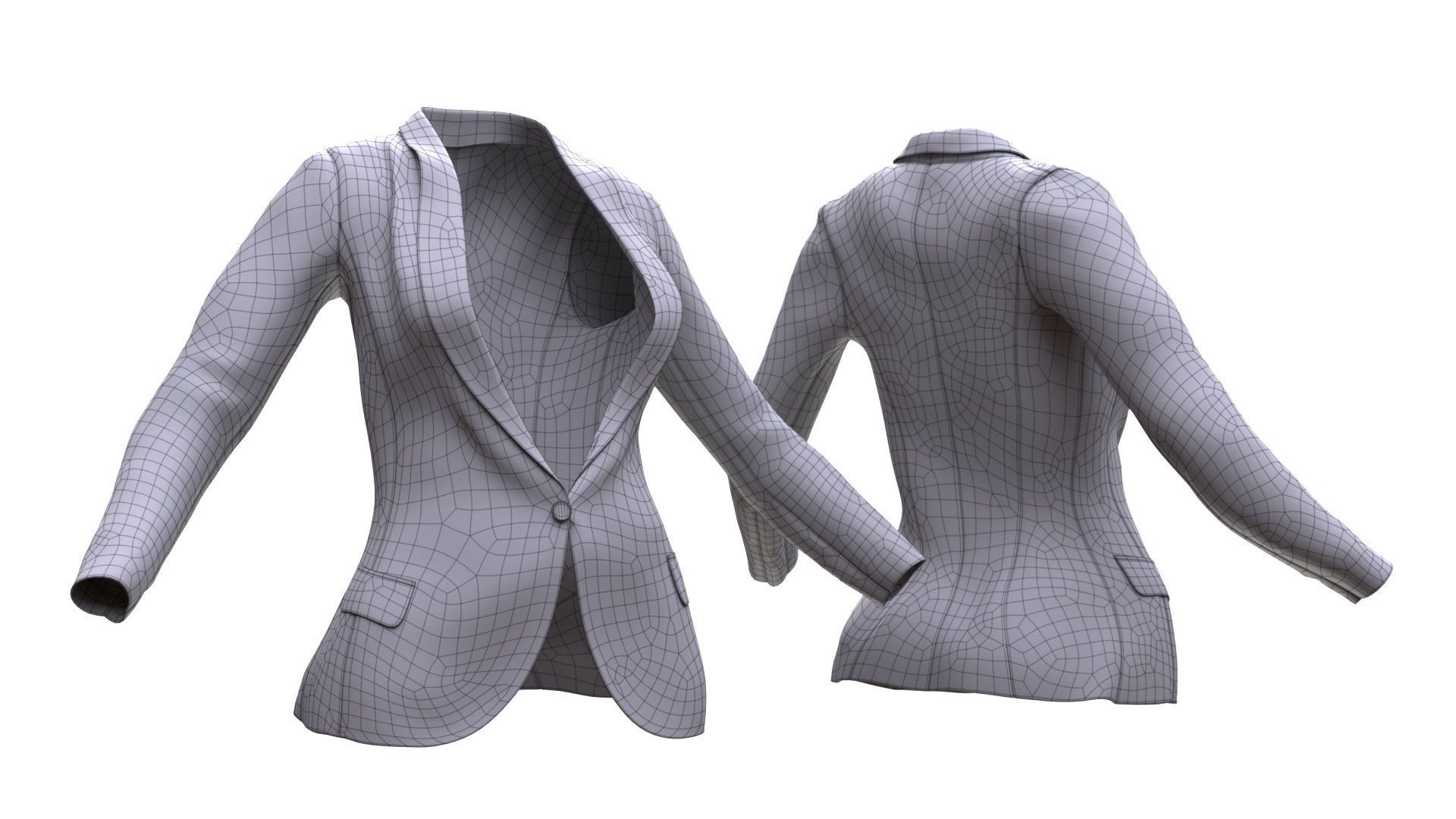 Female Business Jacket Low-poly 3D model_7