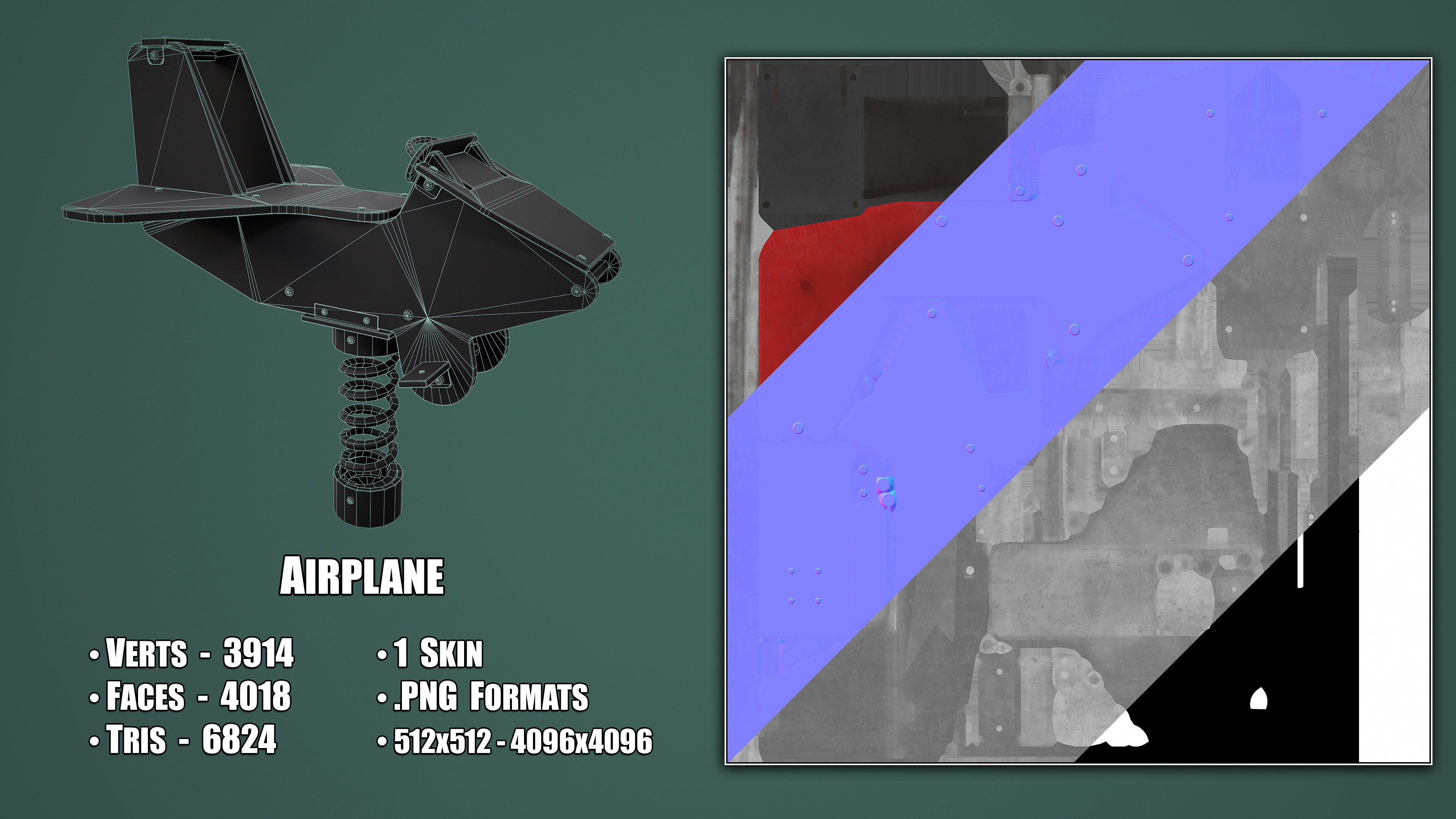 Painted Playground Airplane Low-poly 3D model_3