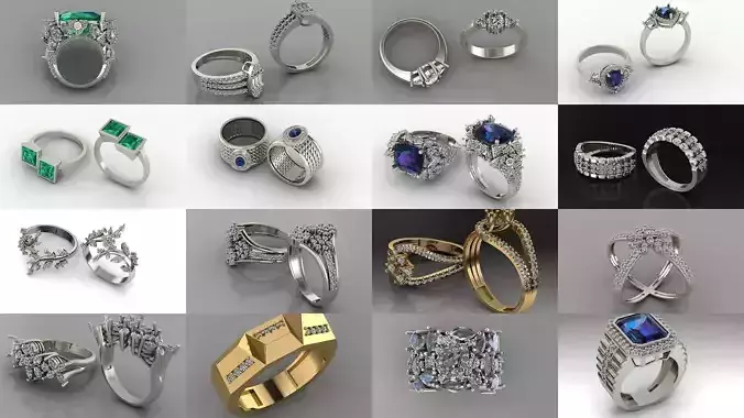 Jewelry rings 3D Model Collection