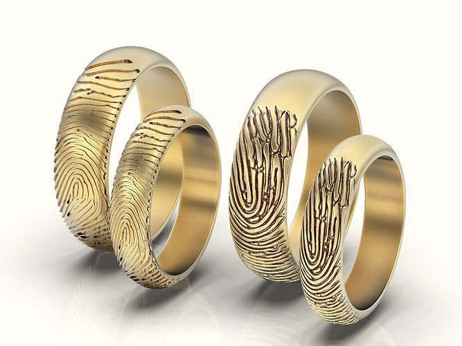 Lux ring finger print silver gold jewelry printable 3D model 3D print model