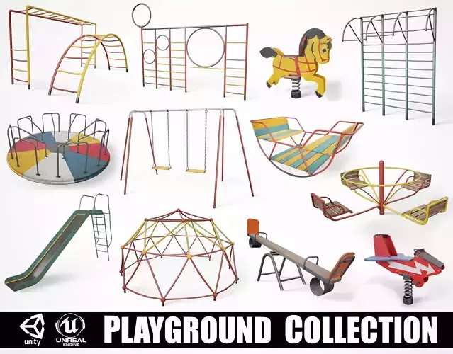 Collection of 15 Painted Playground Items 