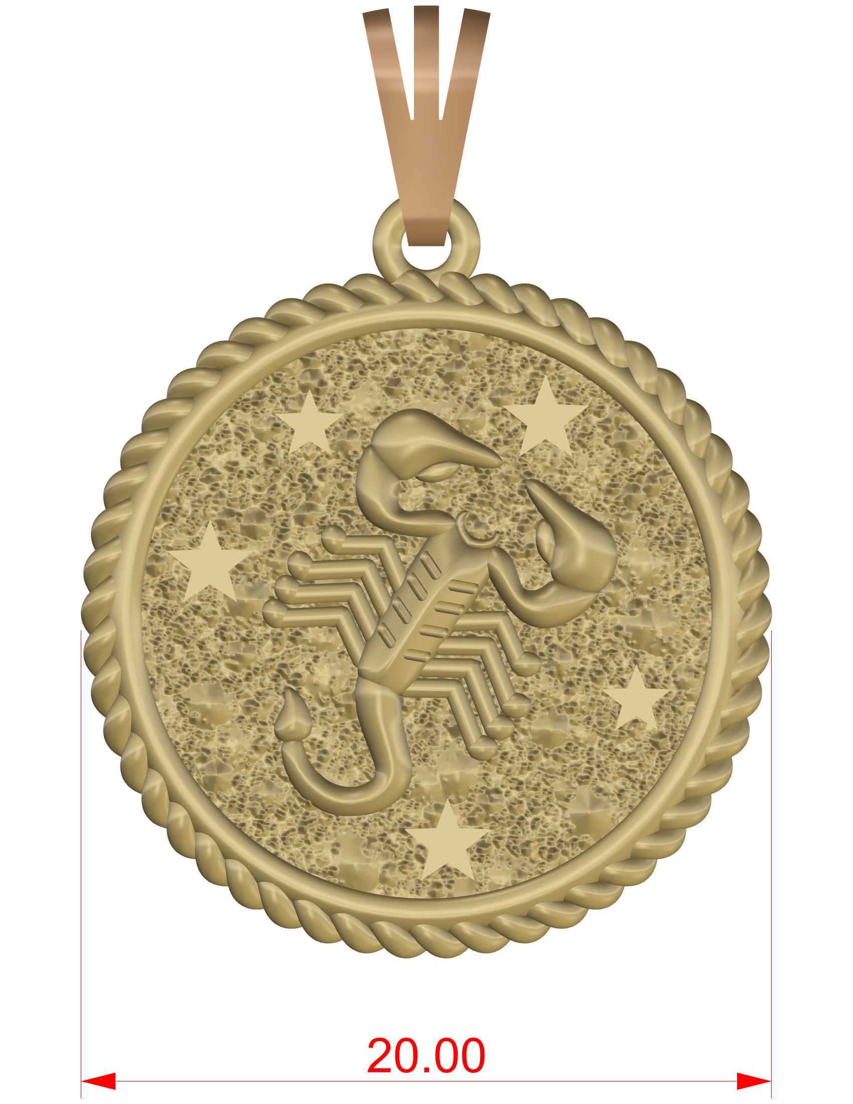 Horoscope Scorpion pendant 3D print model_18
