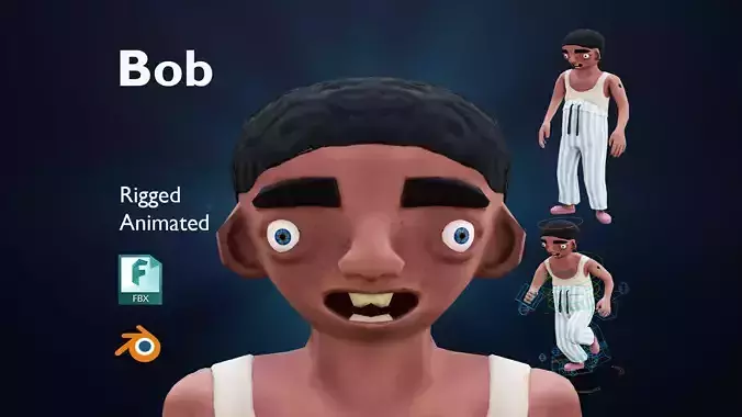 Bob - Rigged Animated Looney Character Low-poly 3D model