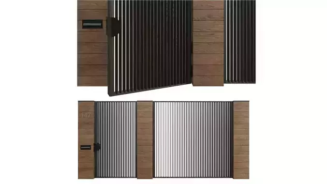 Entrance doors with a fence gate