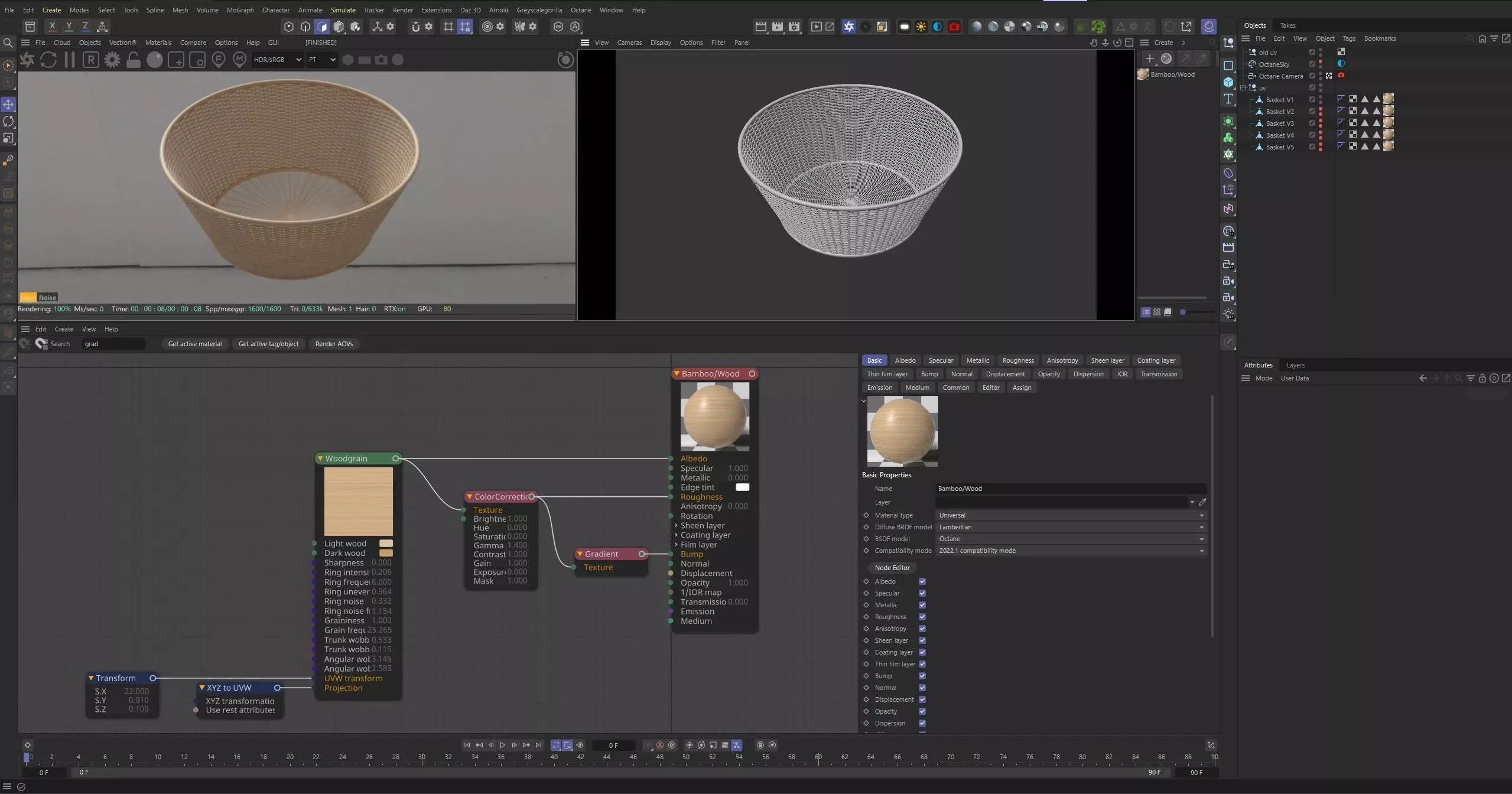 Bamboo Woven Basket set 3D model_4