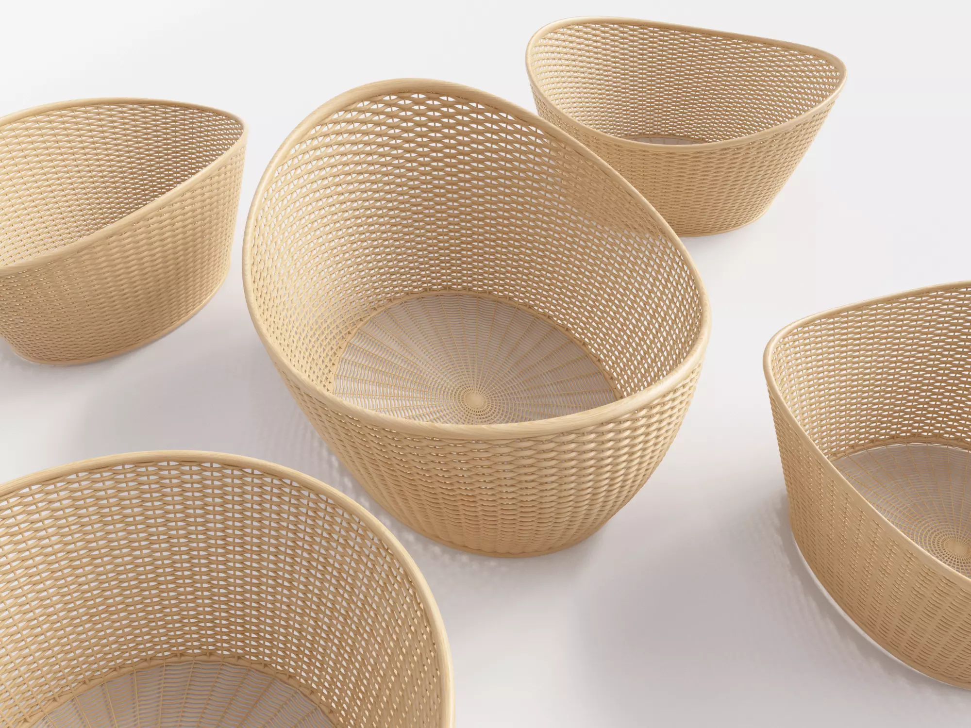 Bamboo Woven Basket set 3D model_3